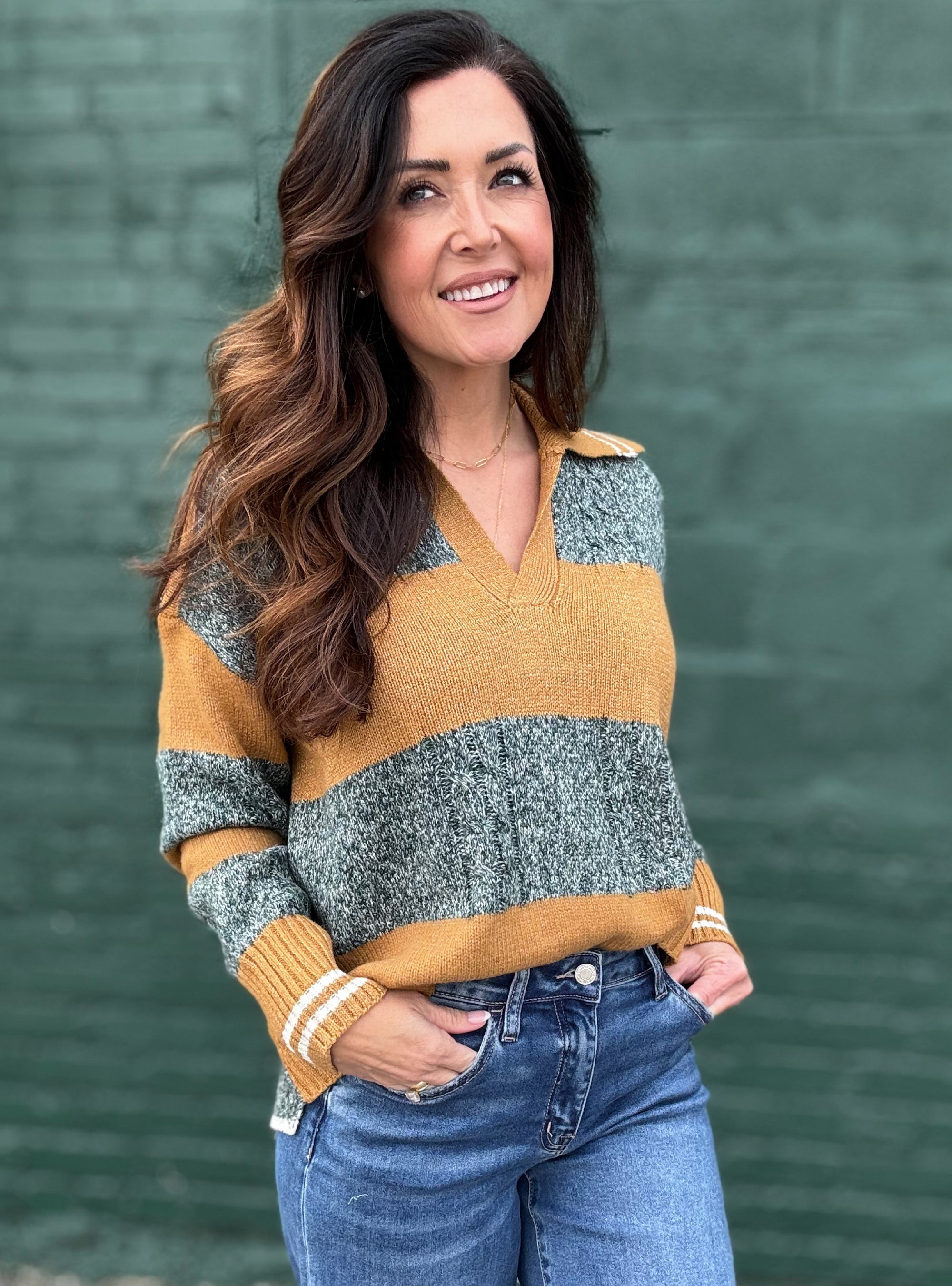 Serving Golden Hour Striped Sweater