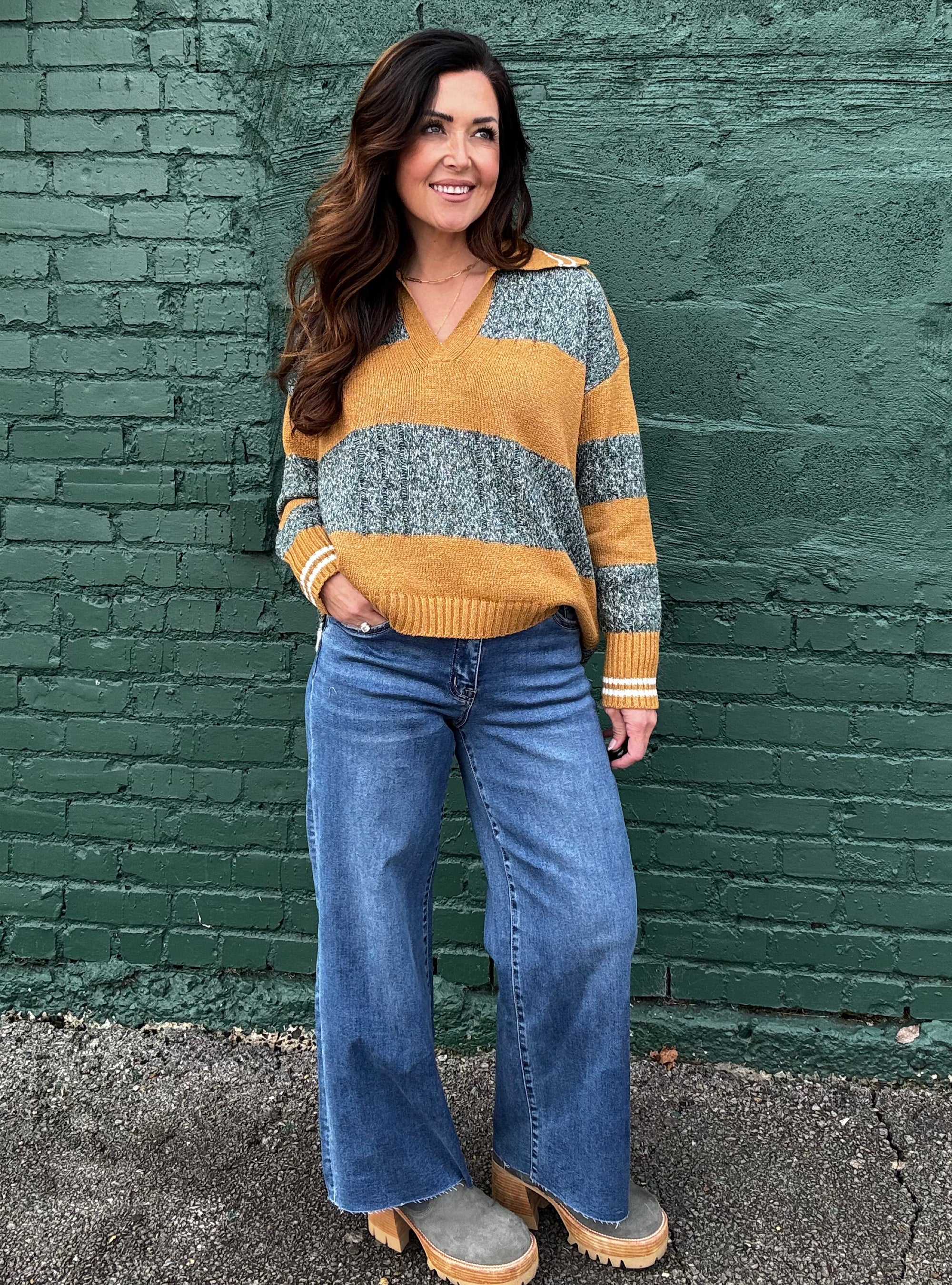 Serving Golden Hour Striped Sweater