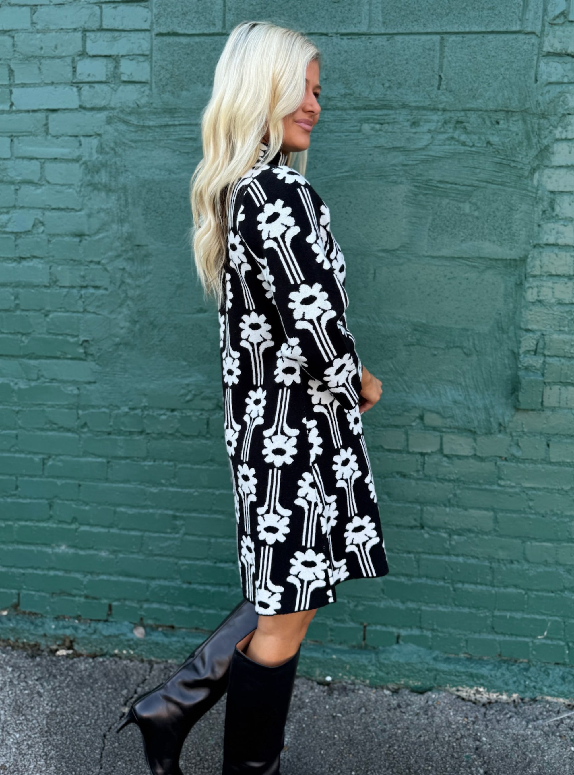 Uncle Frank Flower Power Black Knit Dress