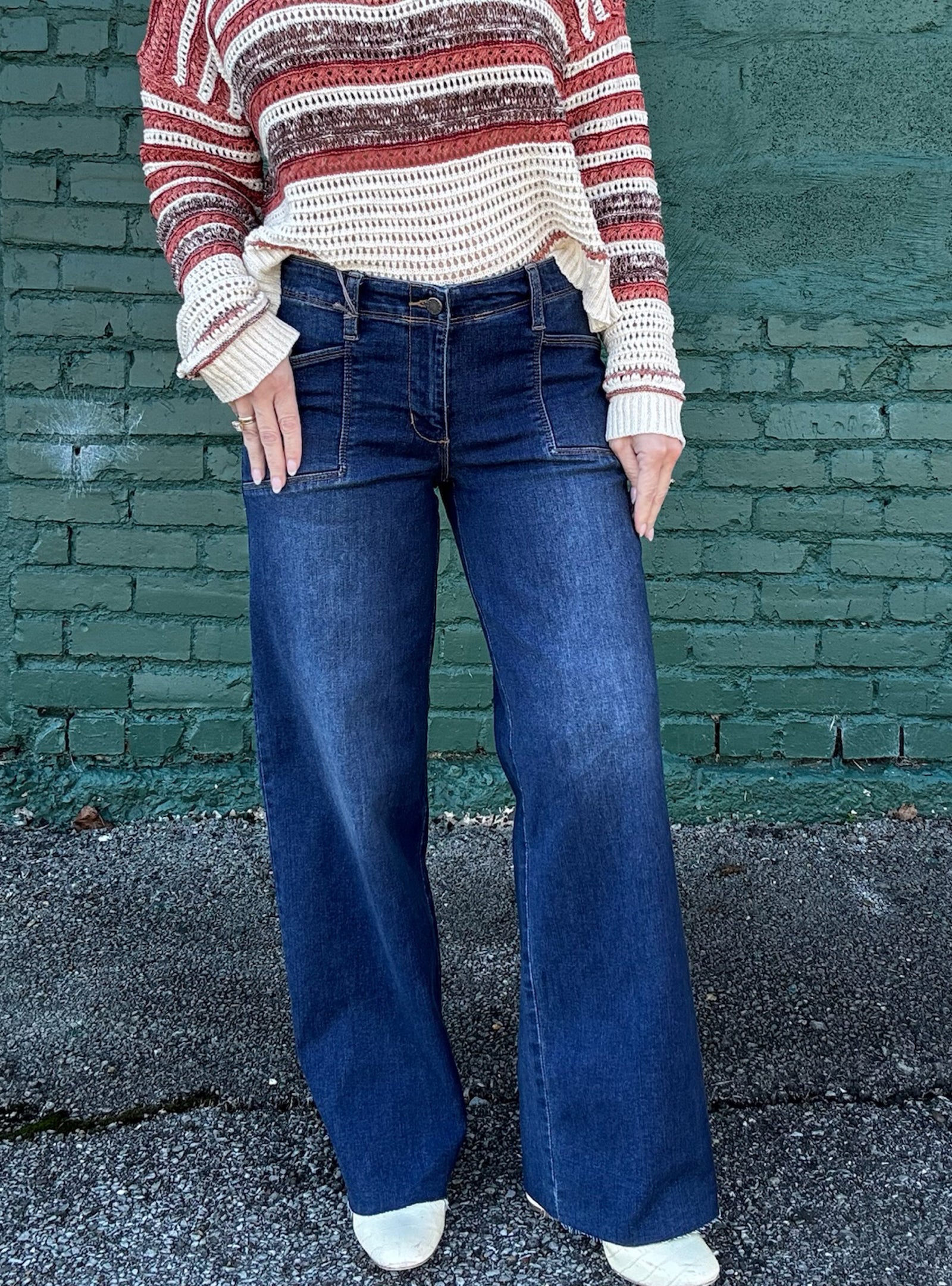 Just Black Dark Denim Utility Wide Leg Jean