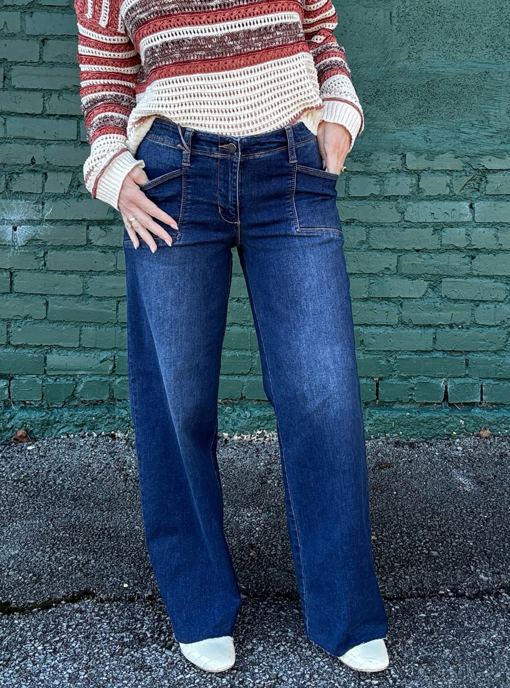 Just Black Dark Denim Utility Wide Leg Jean