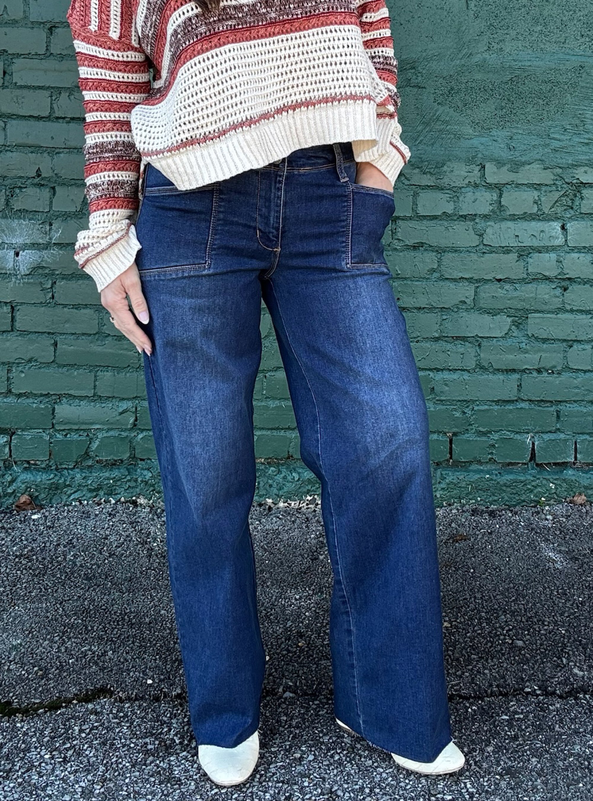 Just Black Dark Denim Utility Wide Leg Jean