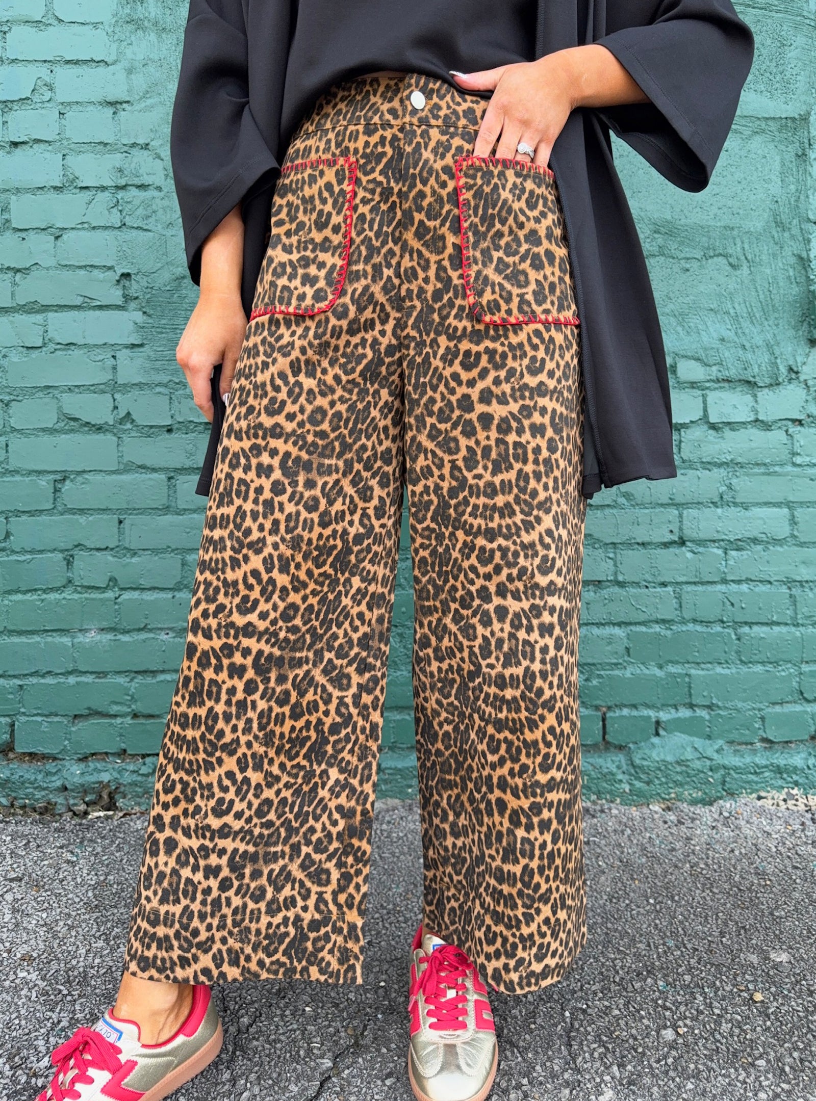 Spotted Looking Fierce Wide Leg Jeans