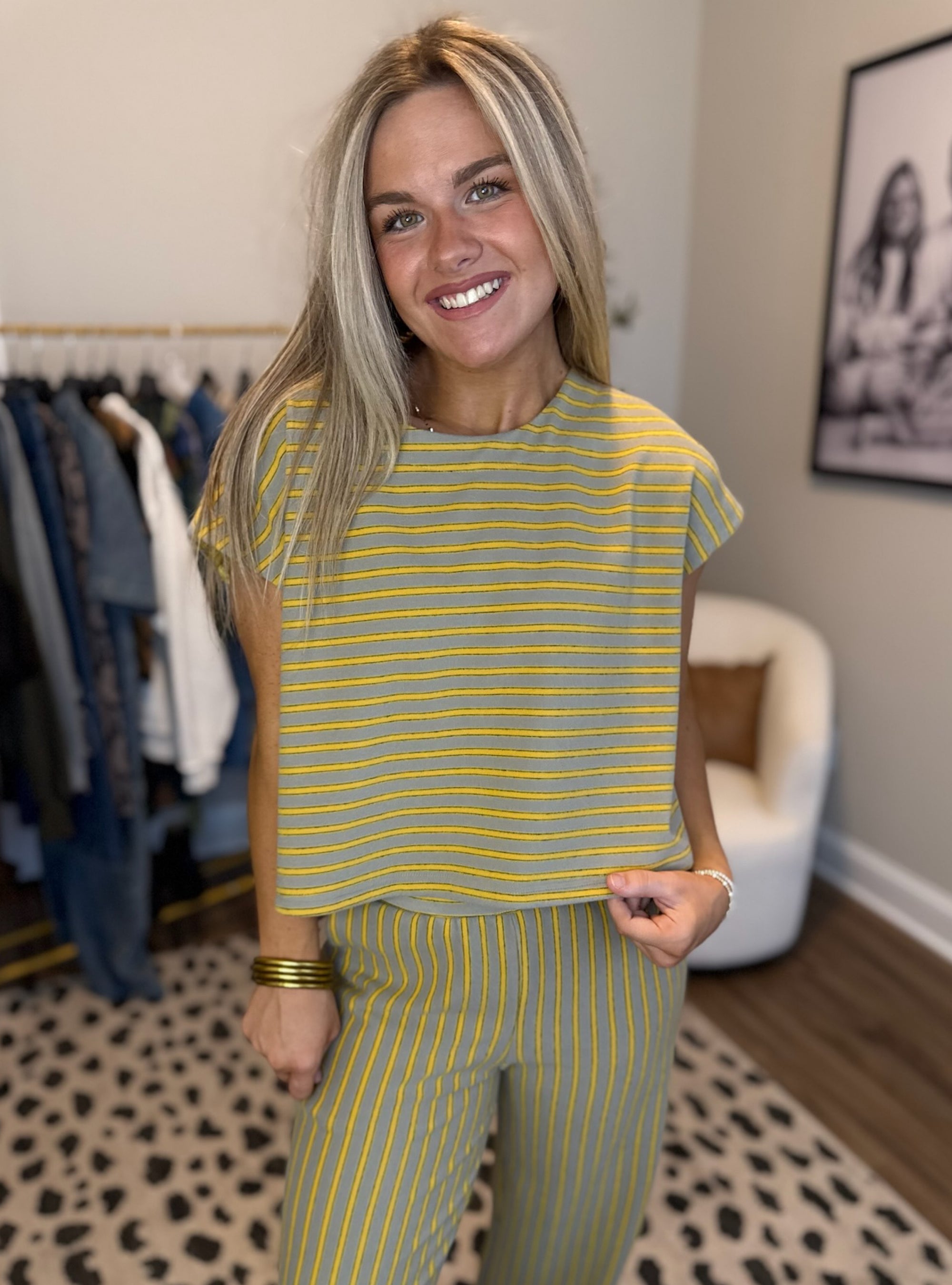 Lounge &amp; Luxe Striped Matching Set