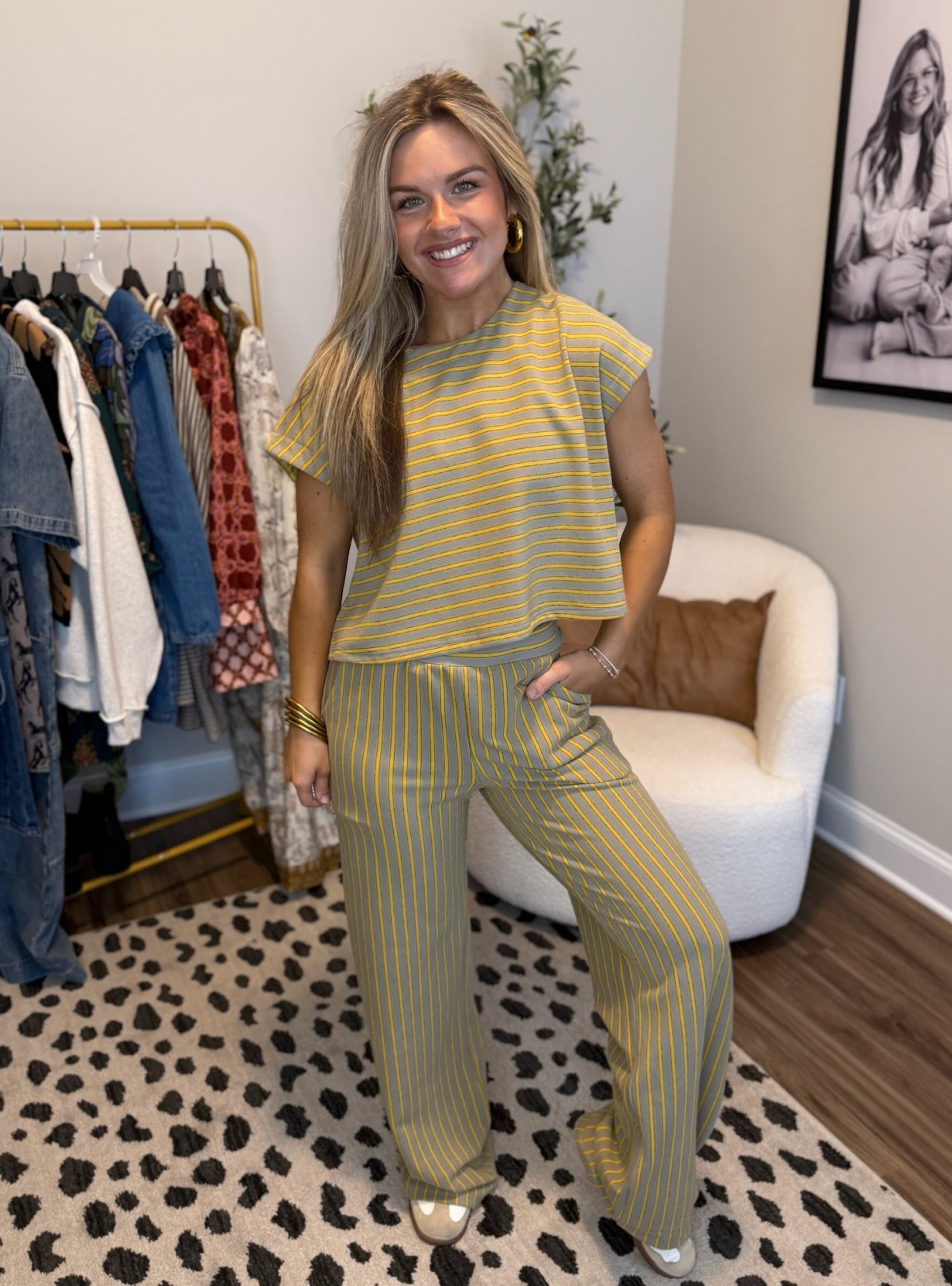 Lounge &amp; Luxe Striped Matching Set