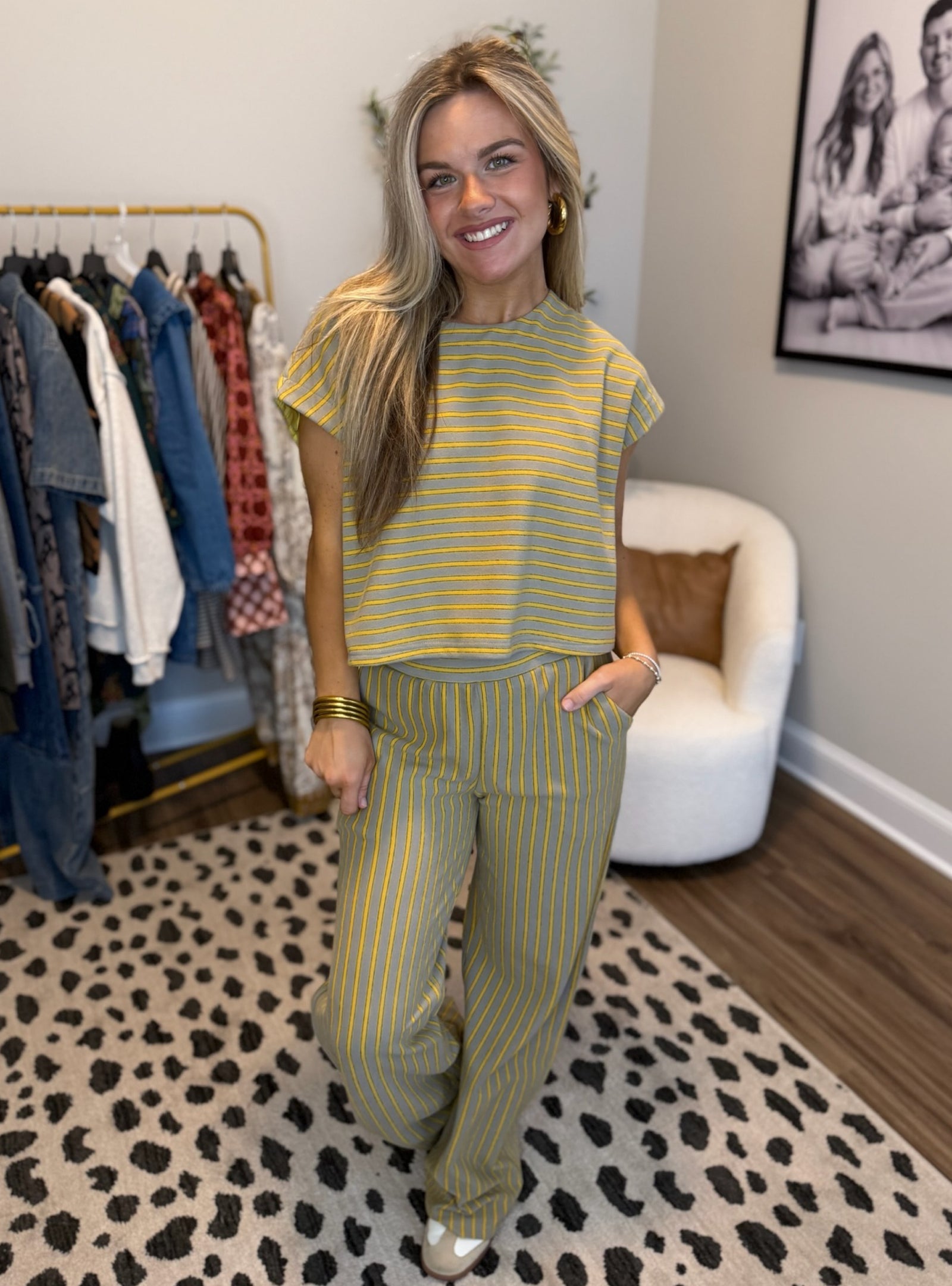 Lounge & Luxe Striped Matching Set