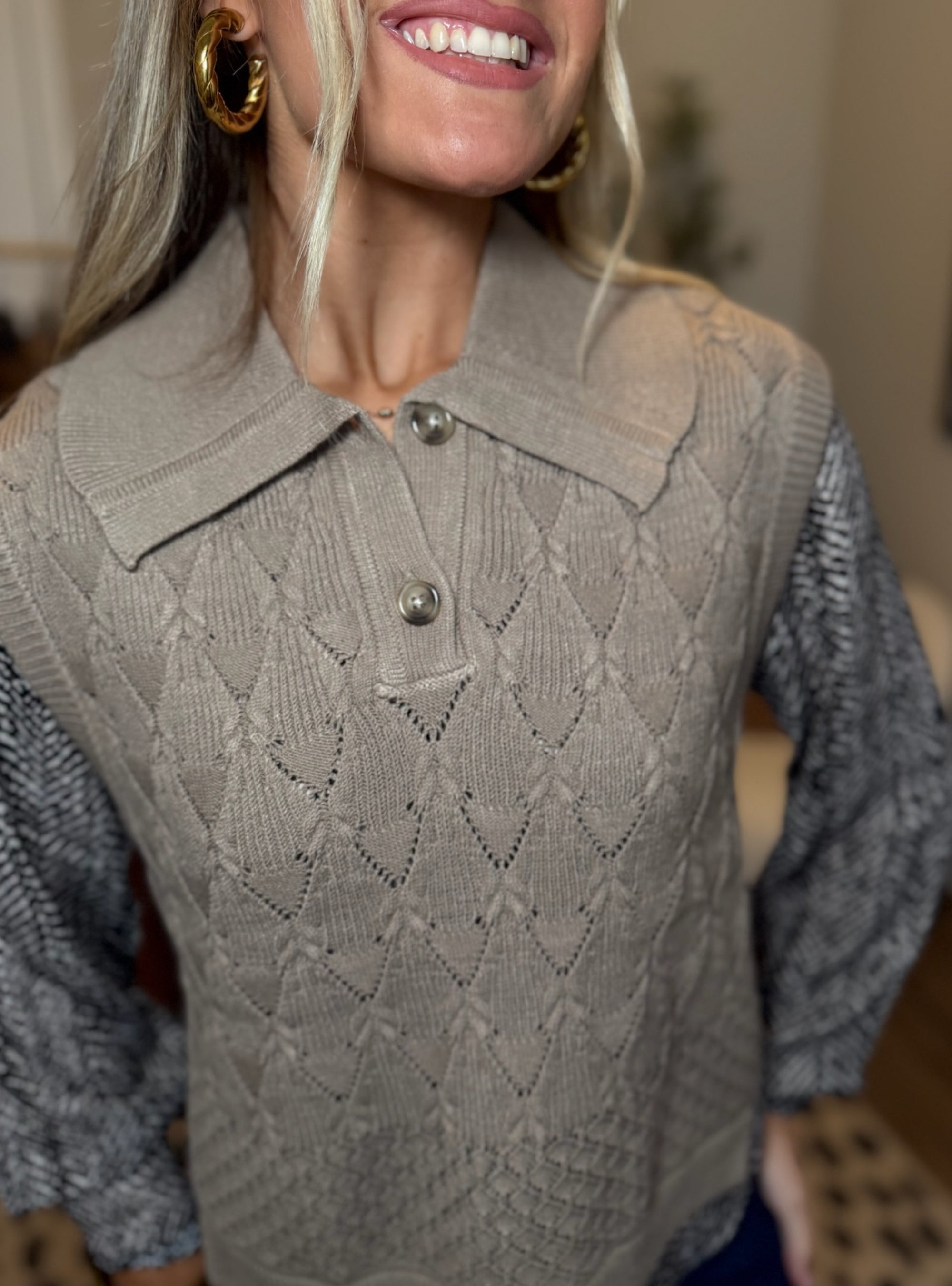 Taupe Talk Sweater Vest Combo