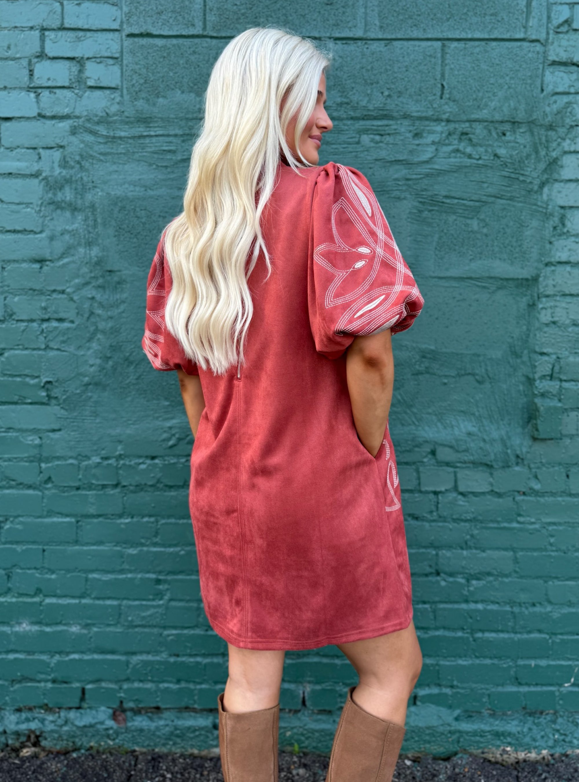 Sew Into This Embroidered Rust Dress