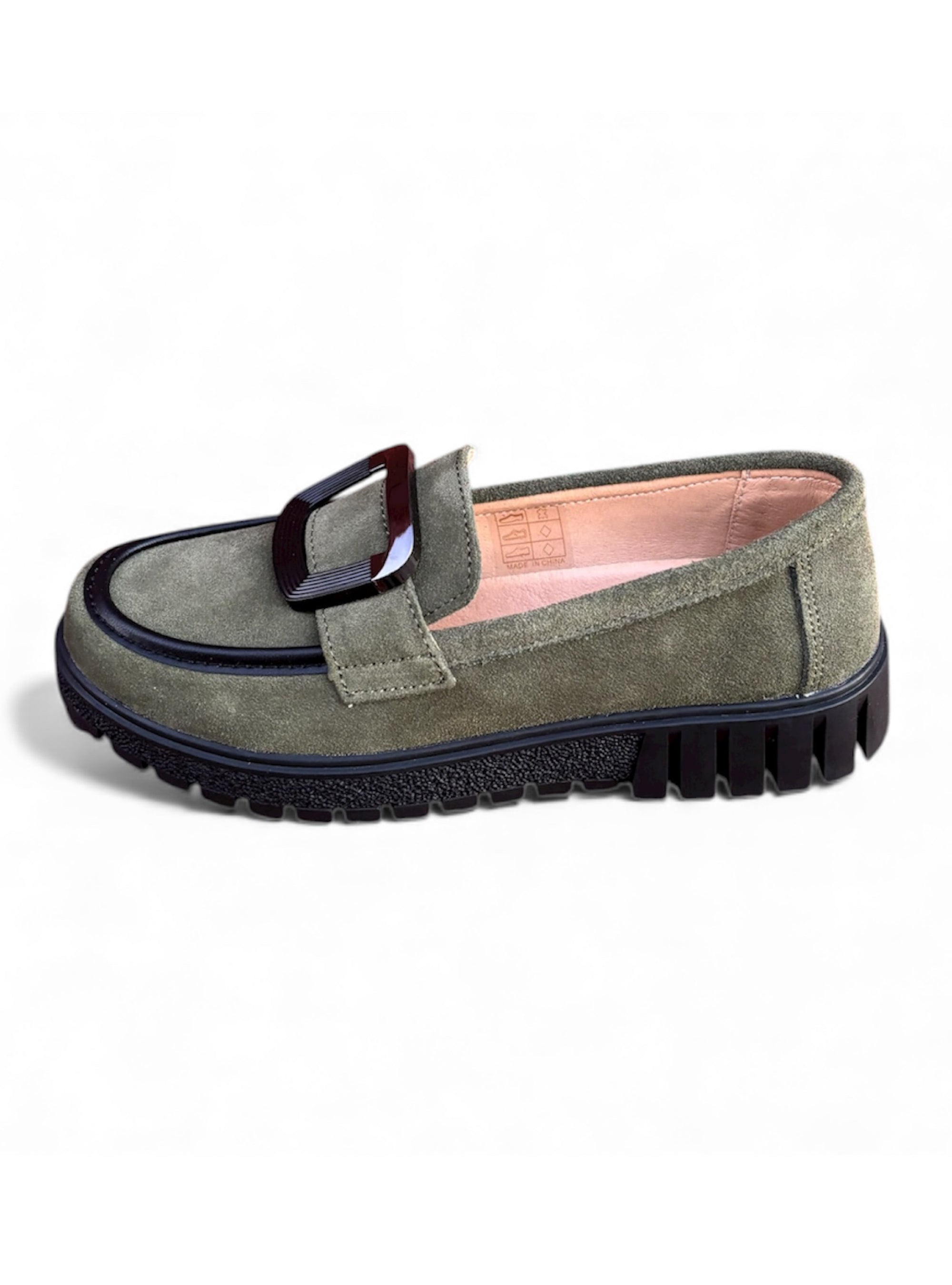 Bernie Mev Agatha Olive Suede Loafers