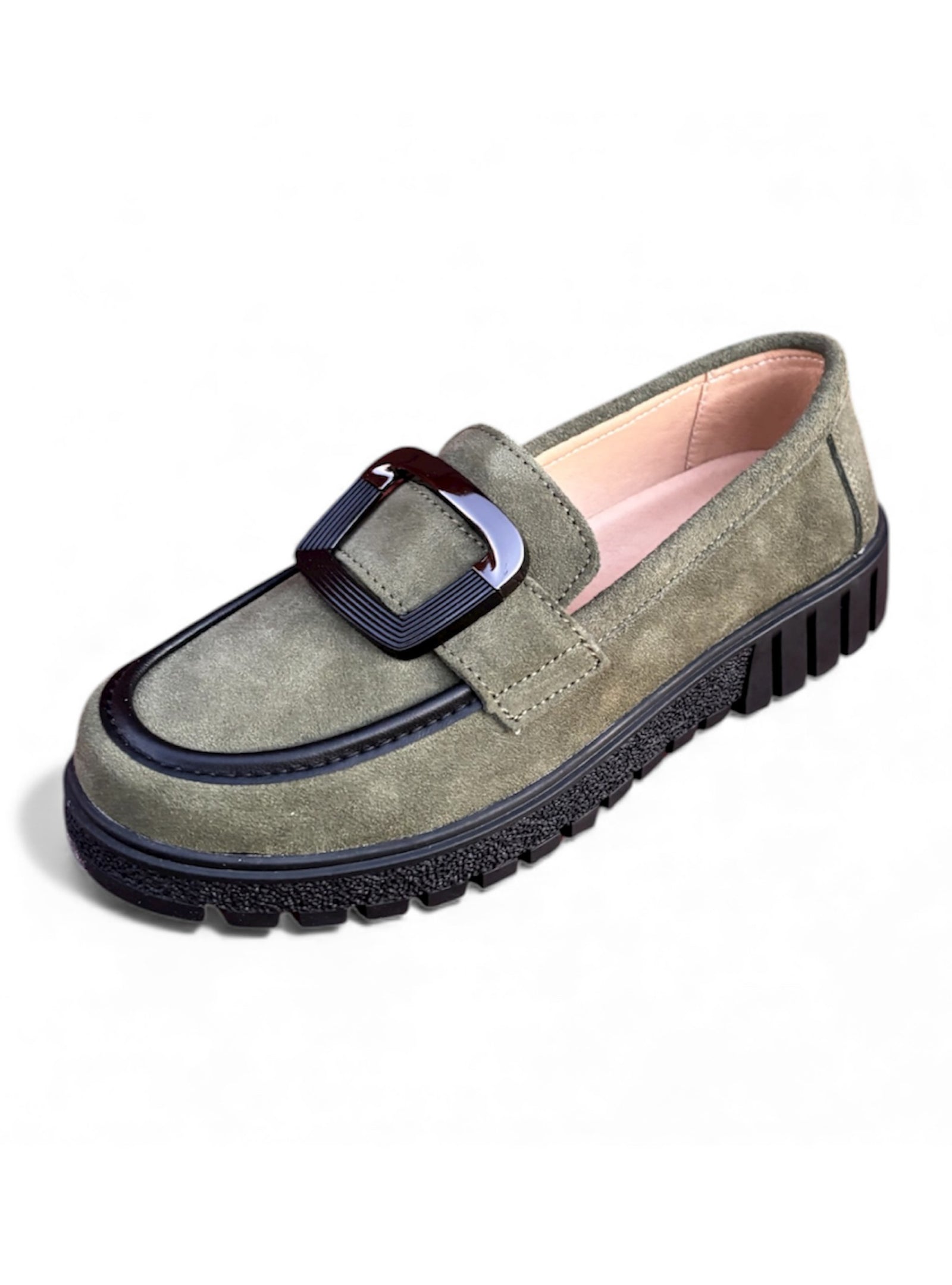 Bernie Mev Agatha Olive Suede Loafers