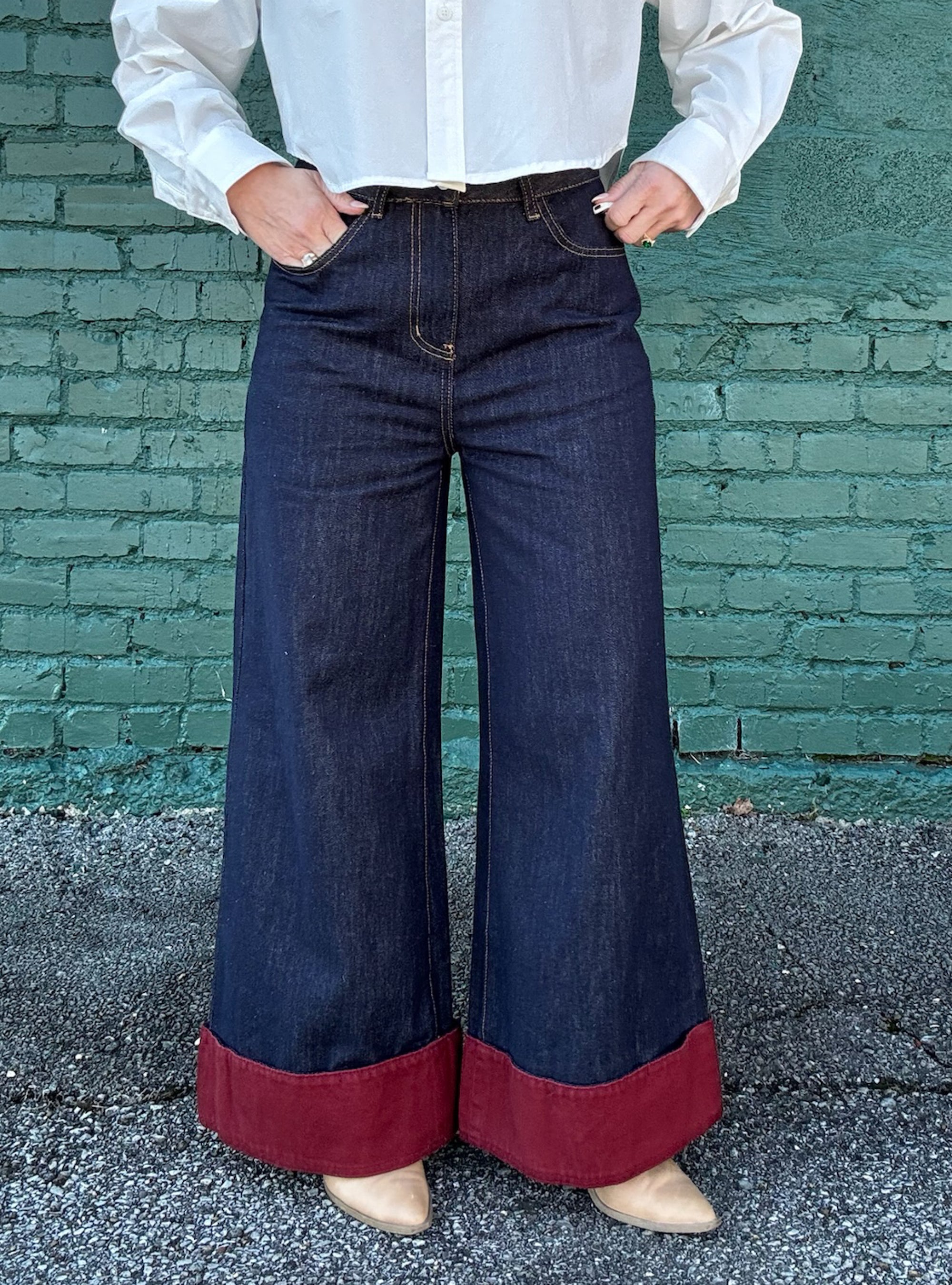 Cuffed &amp; Confident Wide Leg Jeans