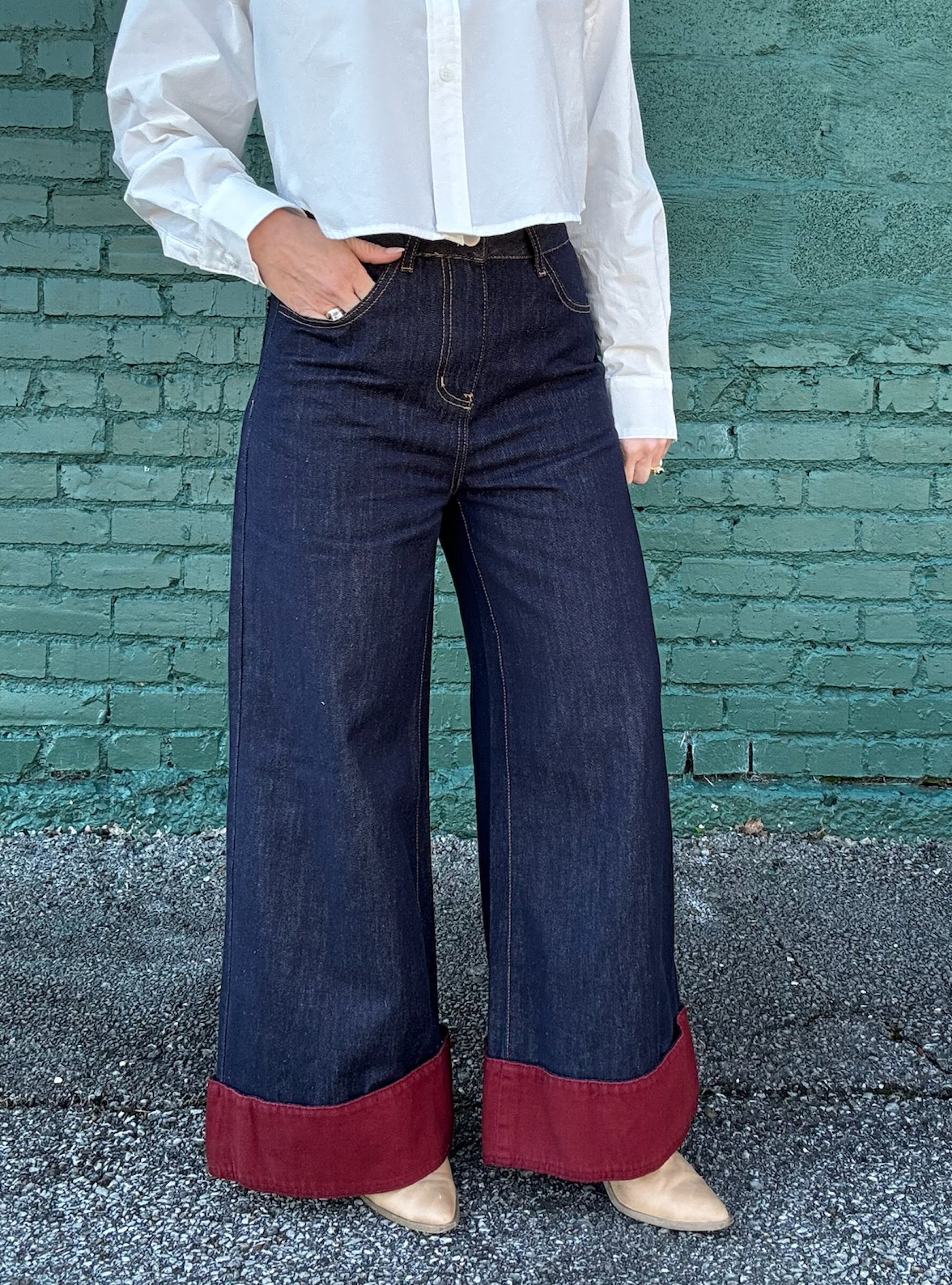 Cuffed &amp; Confident Wide Leg Jeans