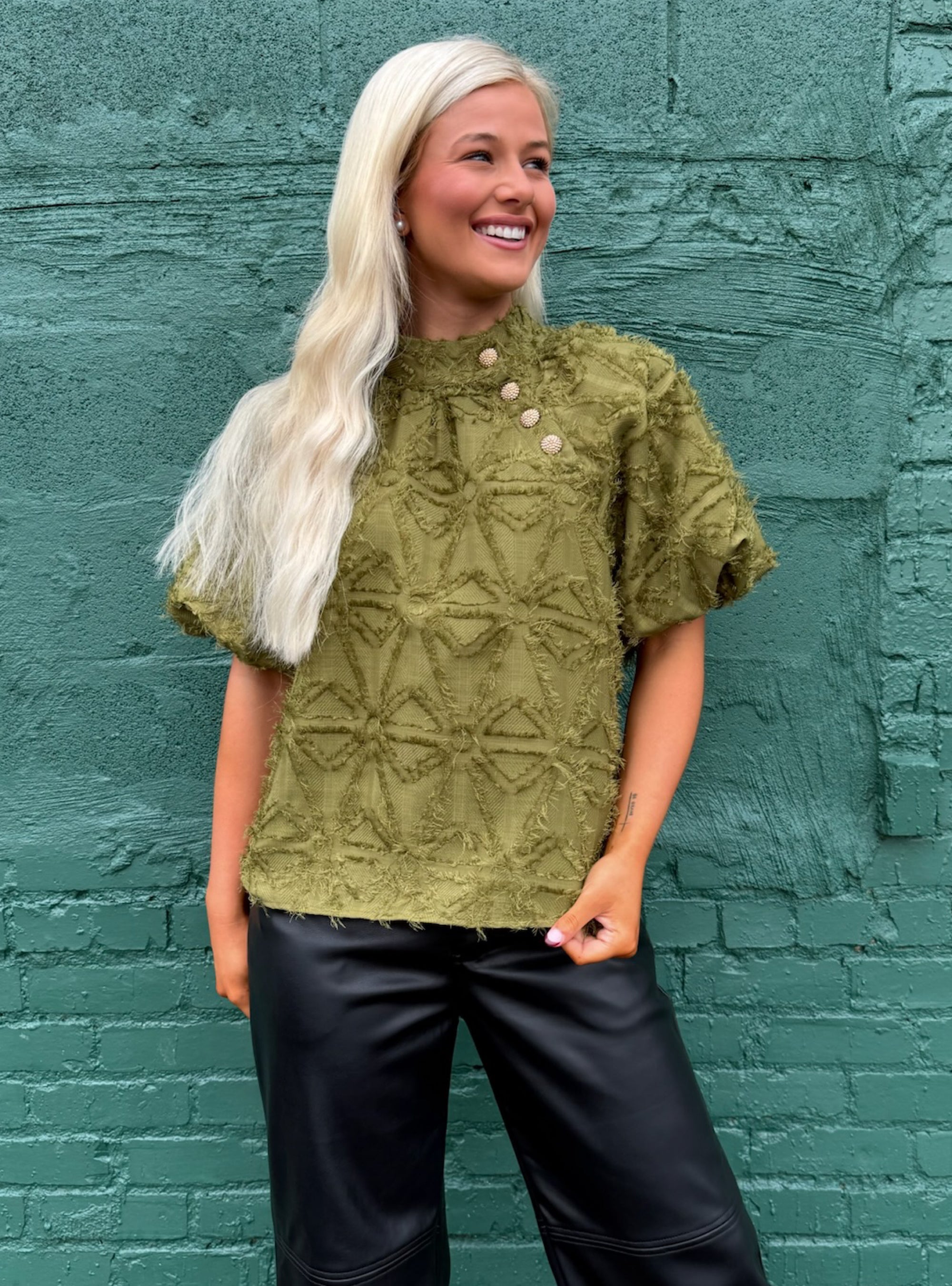 Olive This Drama Textured Top