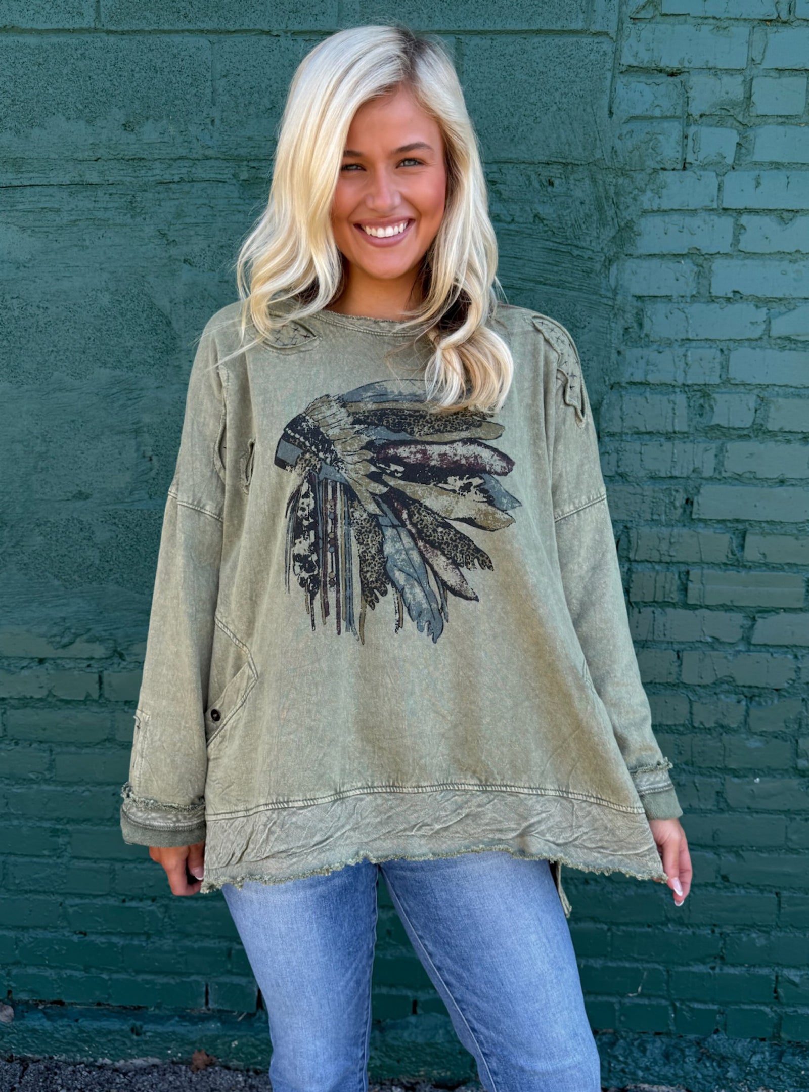 Paper Lace Feathered Indians One Size Top