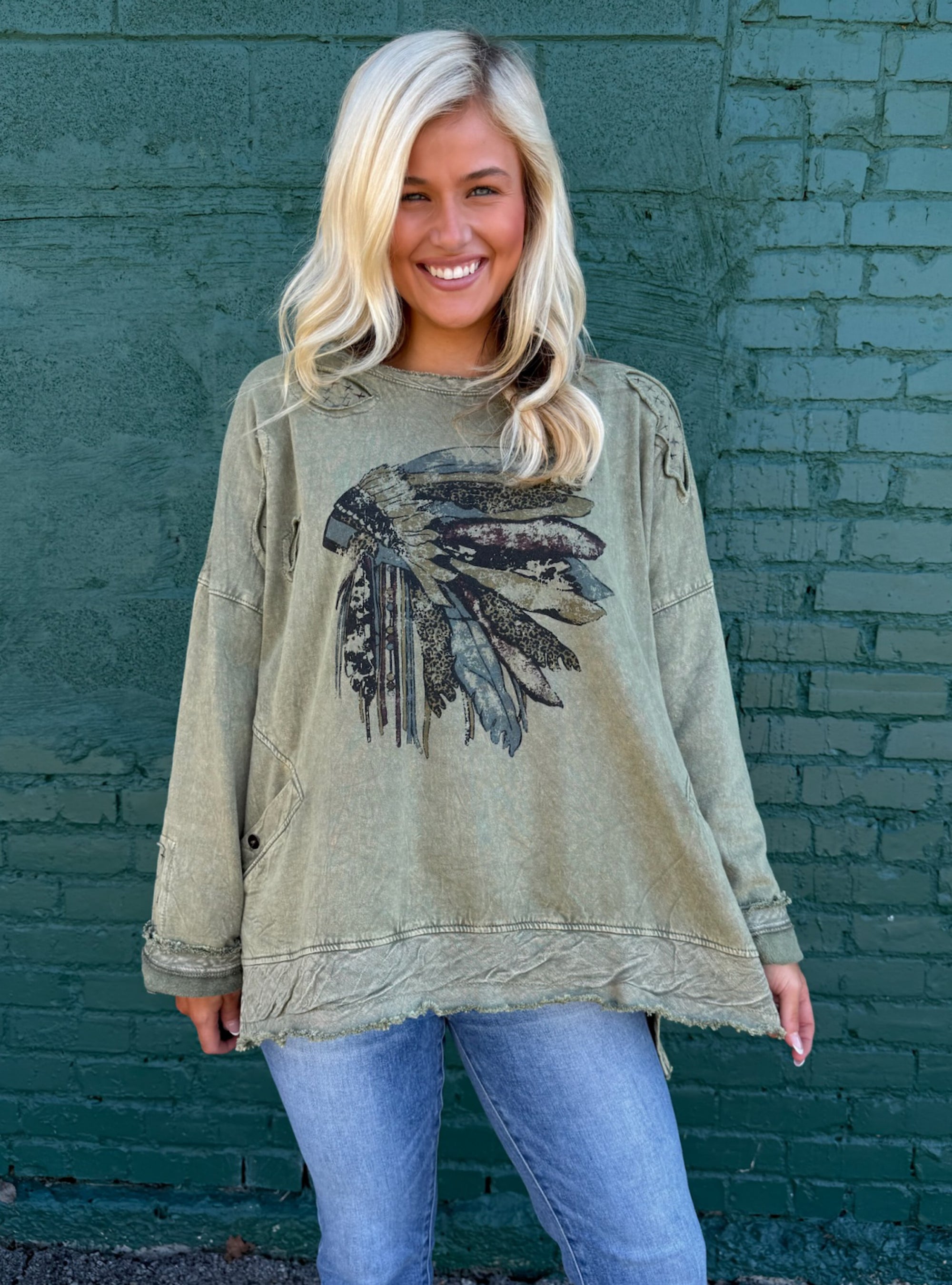 Paper Lace Feathered Indians One Size Top
