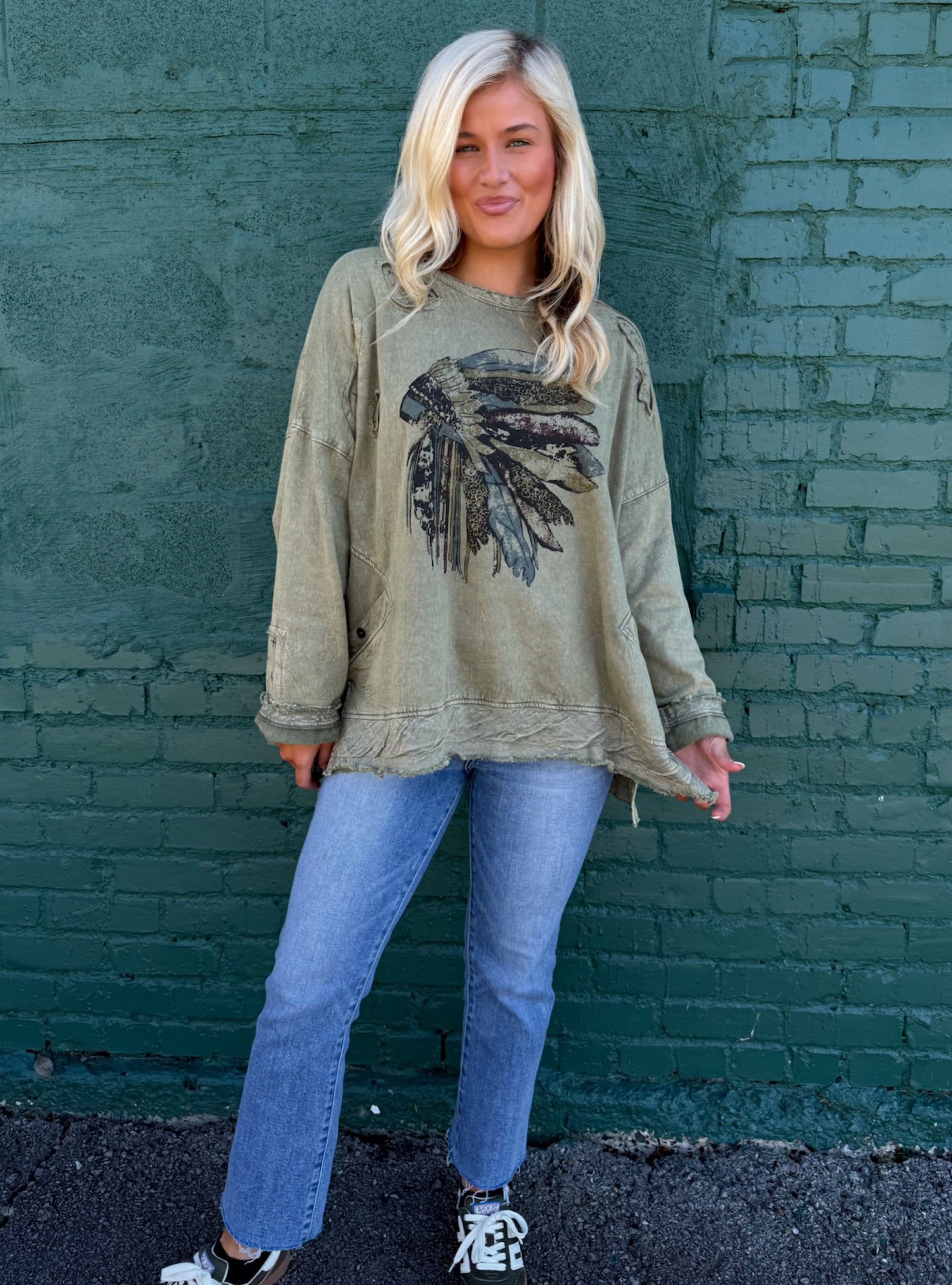 Paper Lace Feathered Indians One Size Top