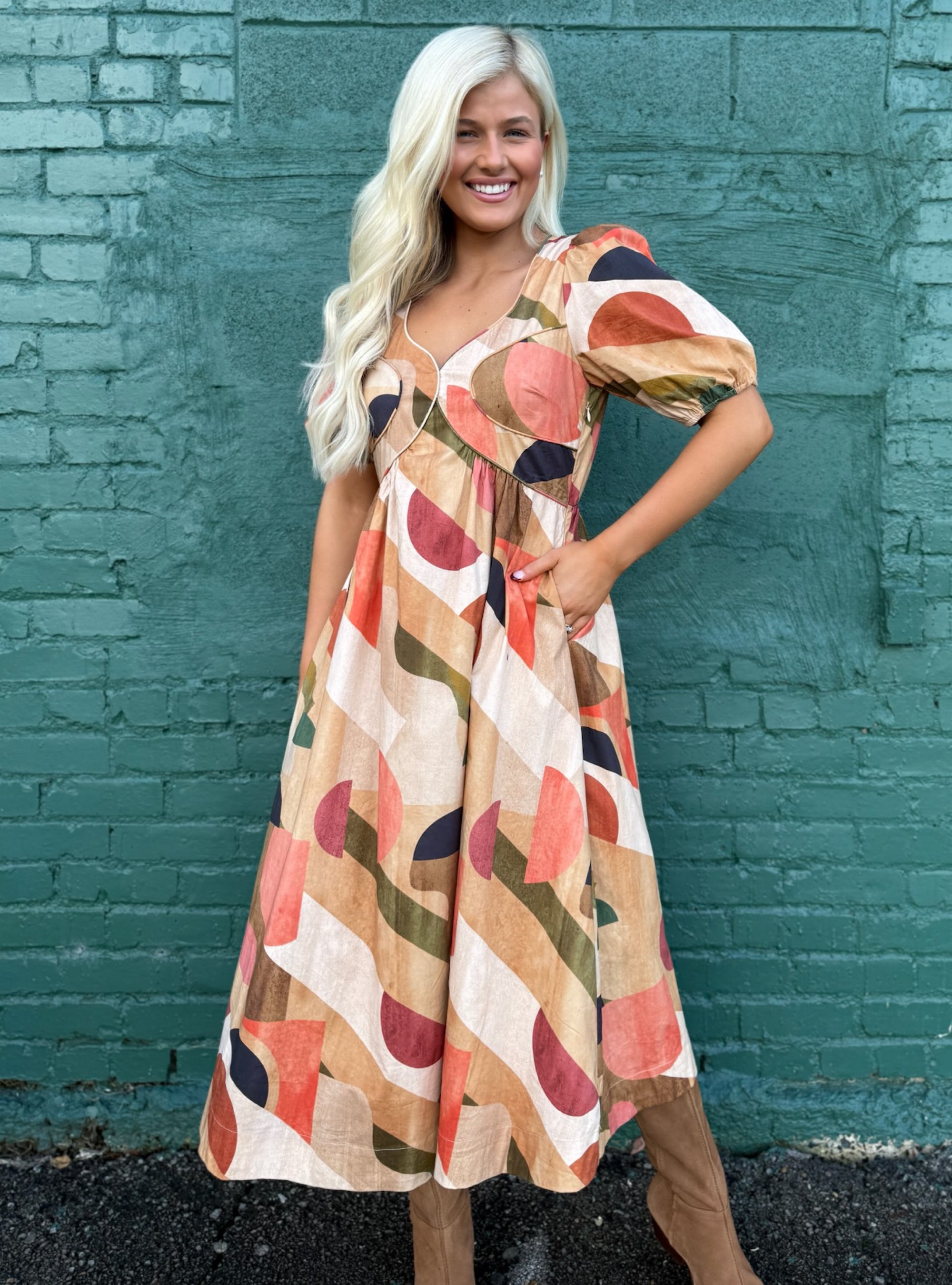 Where Boho Meets Brushstroke Midi Dress