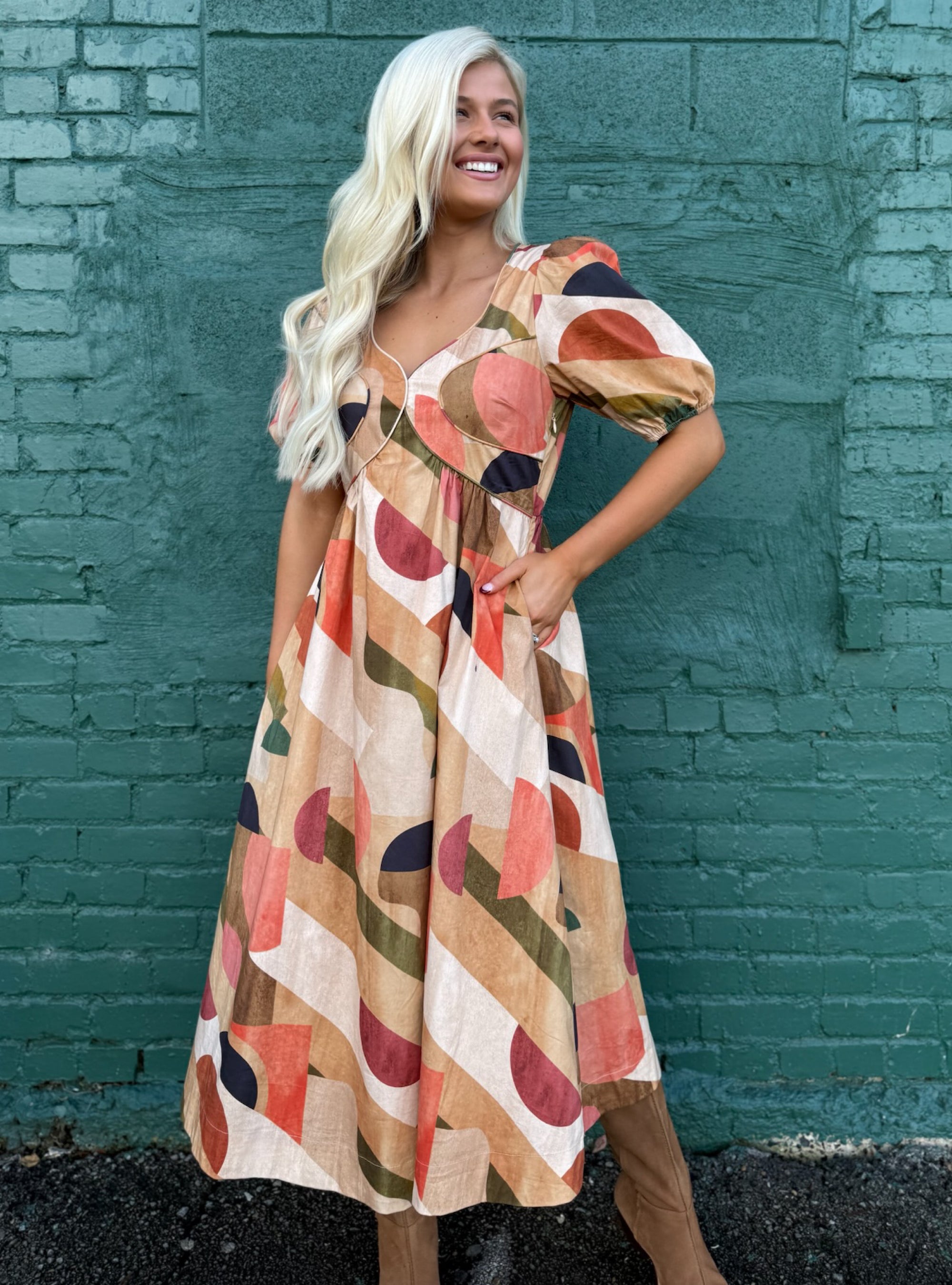 Where Boho Meets Brushstroke Midi Dress