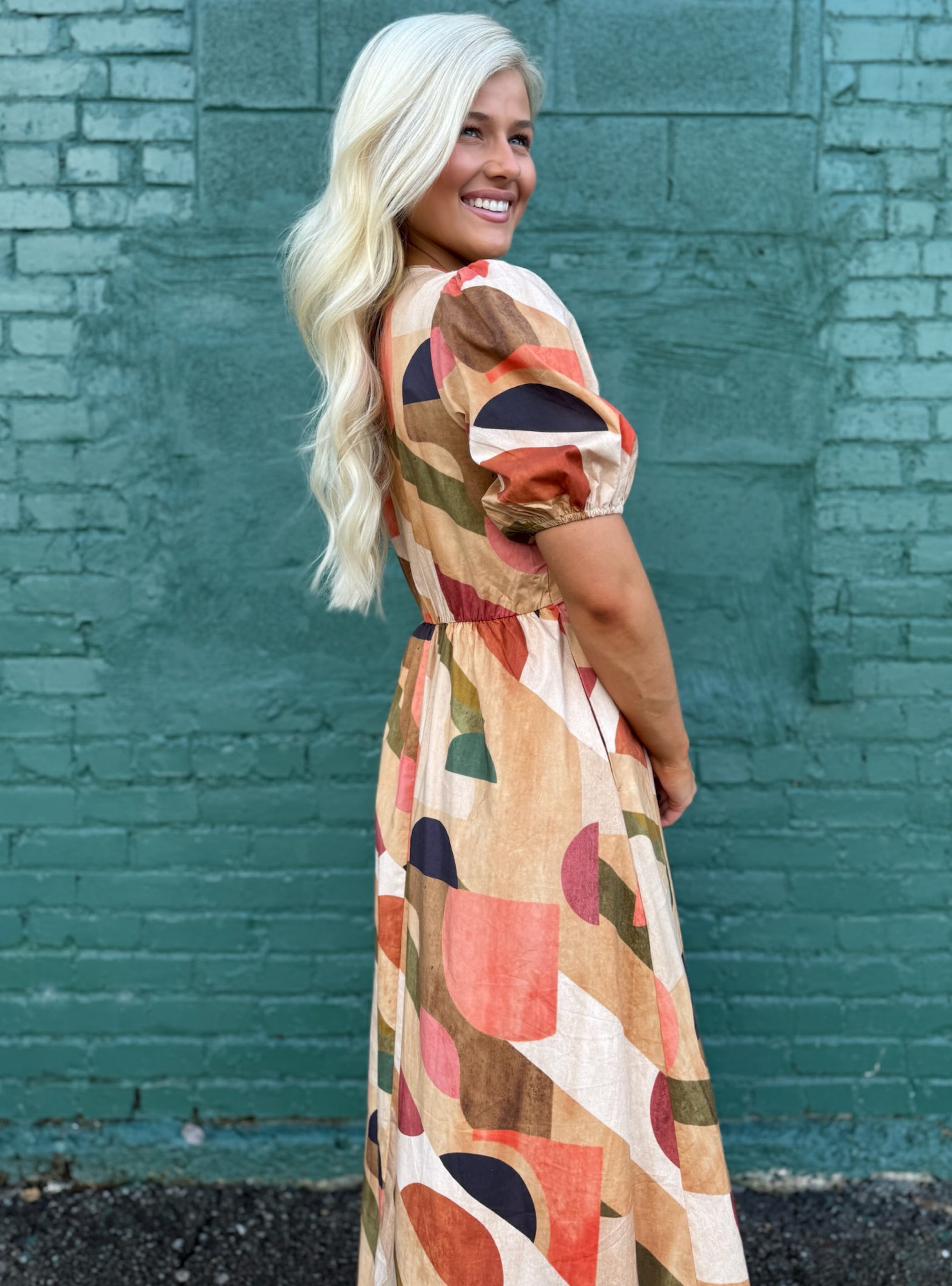 Where Boho Meets Brushstroke Midi Dress