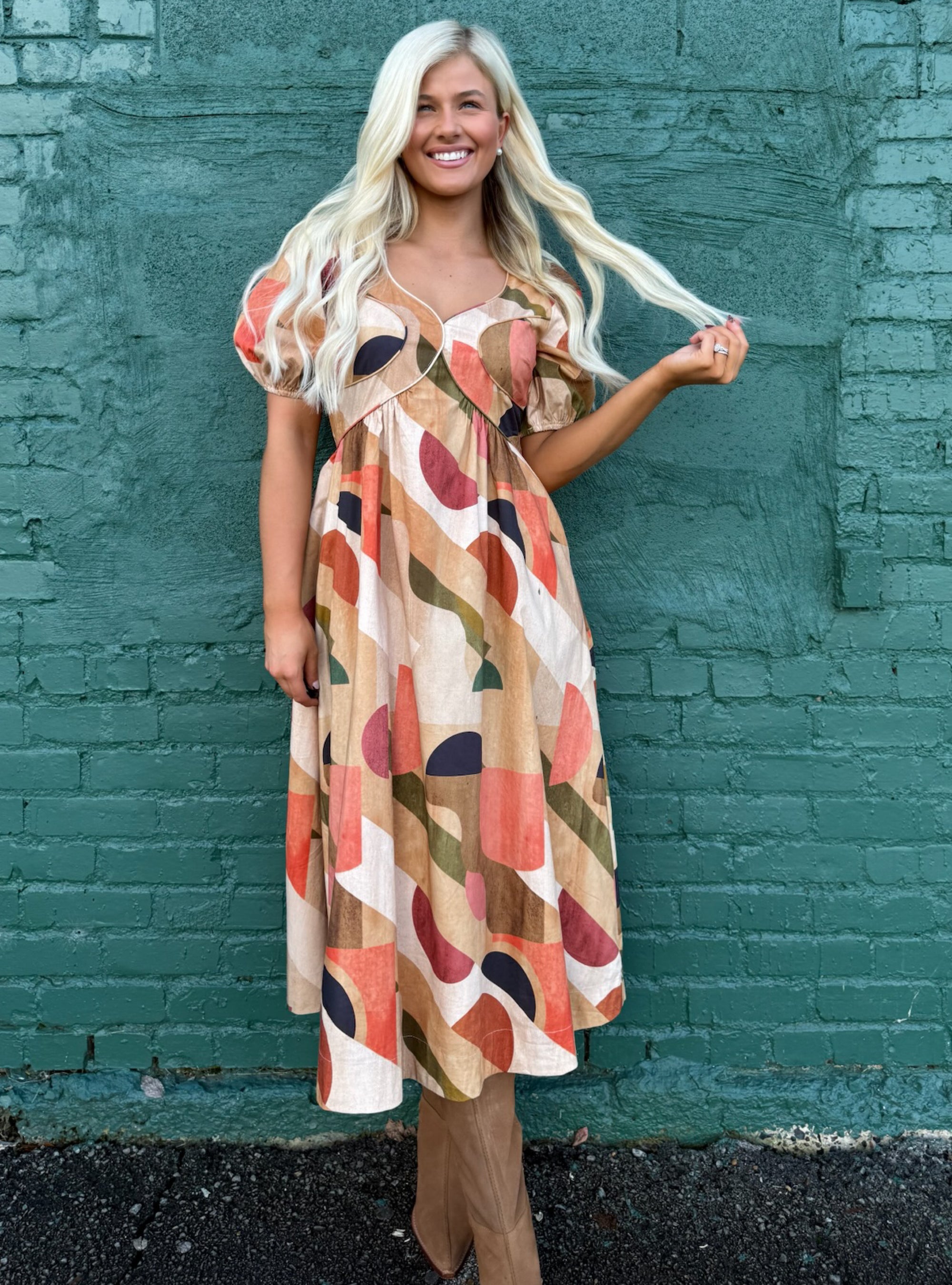 Where Boho Meets Brushstroke Midi Dress