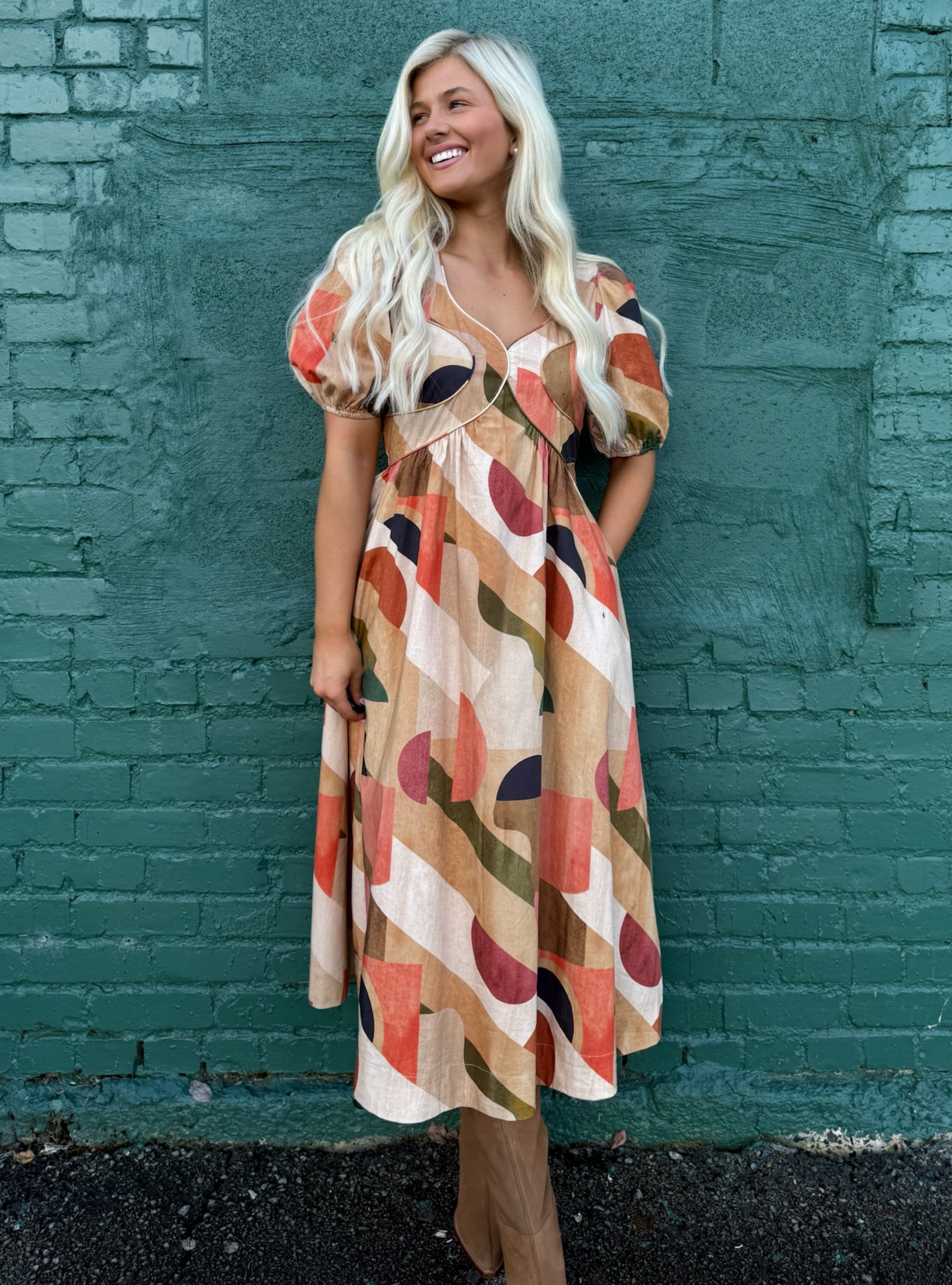 Where Boho Meets Brushstroke Midi Dress
