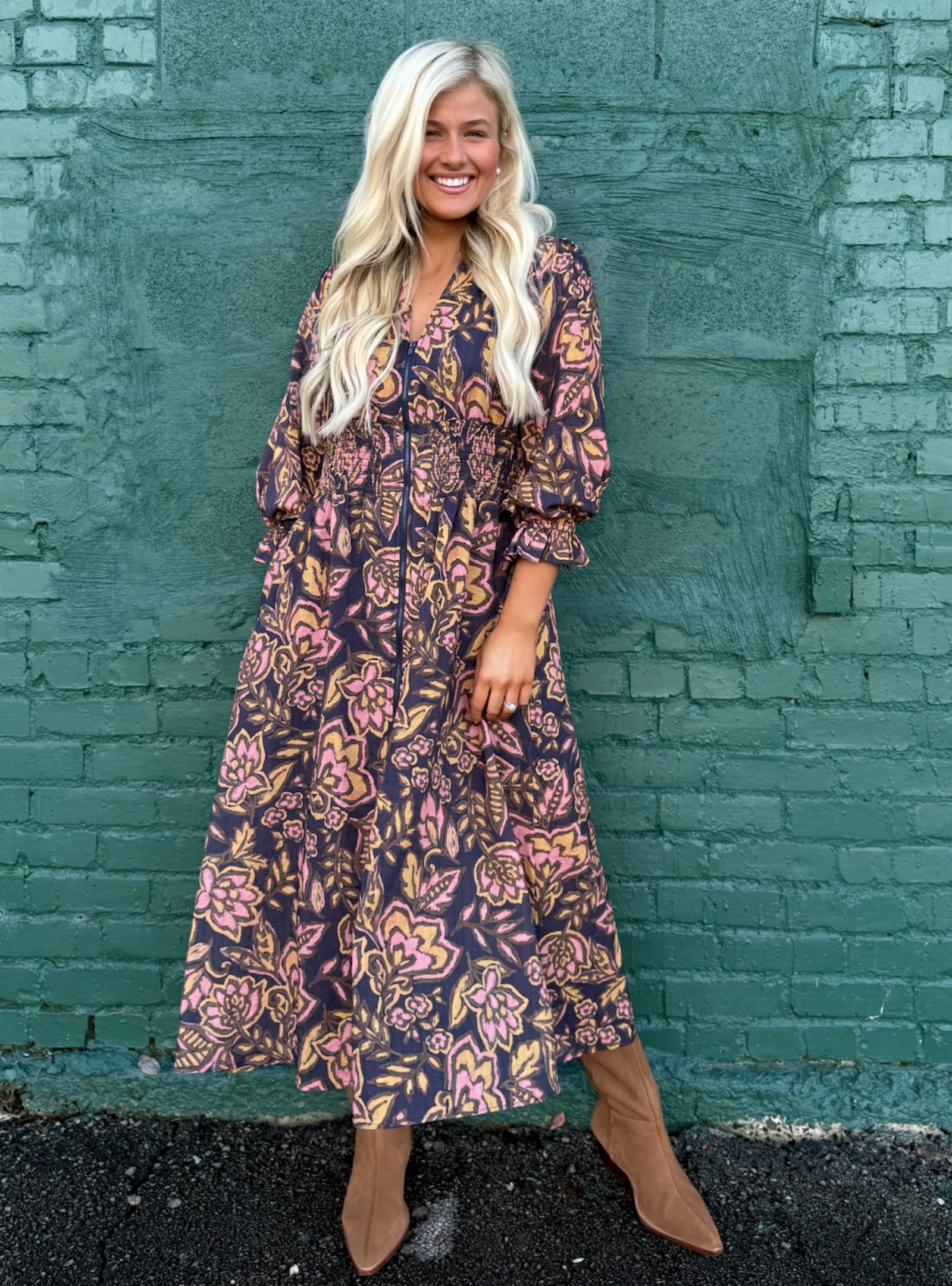 Moody Blooms & Cozy Hues Dress