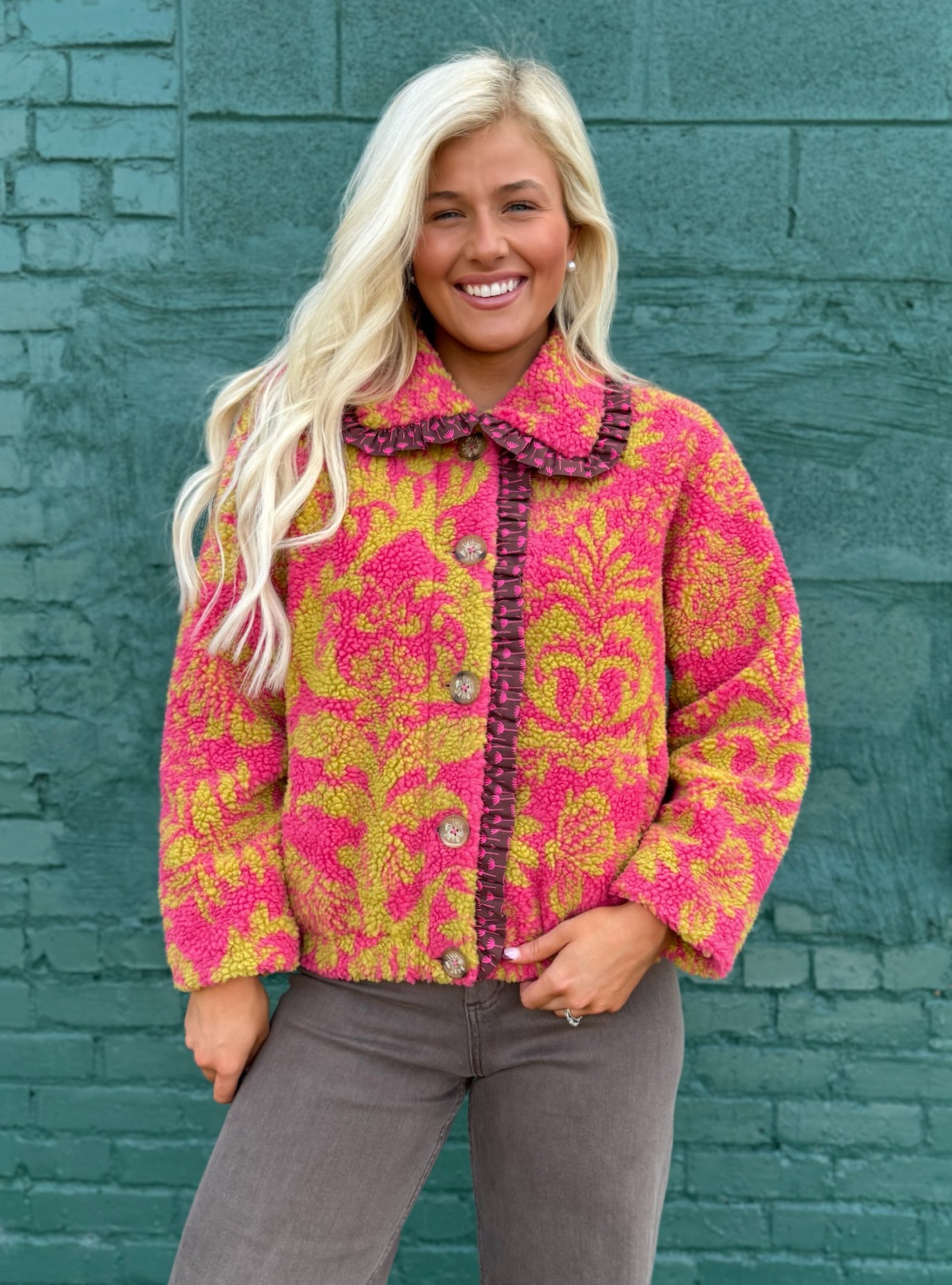 Ivy Jane Scroll Sherpa Printed Jacket