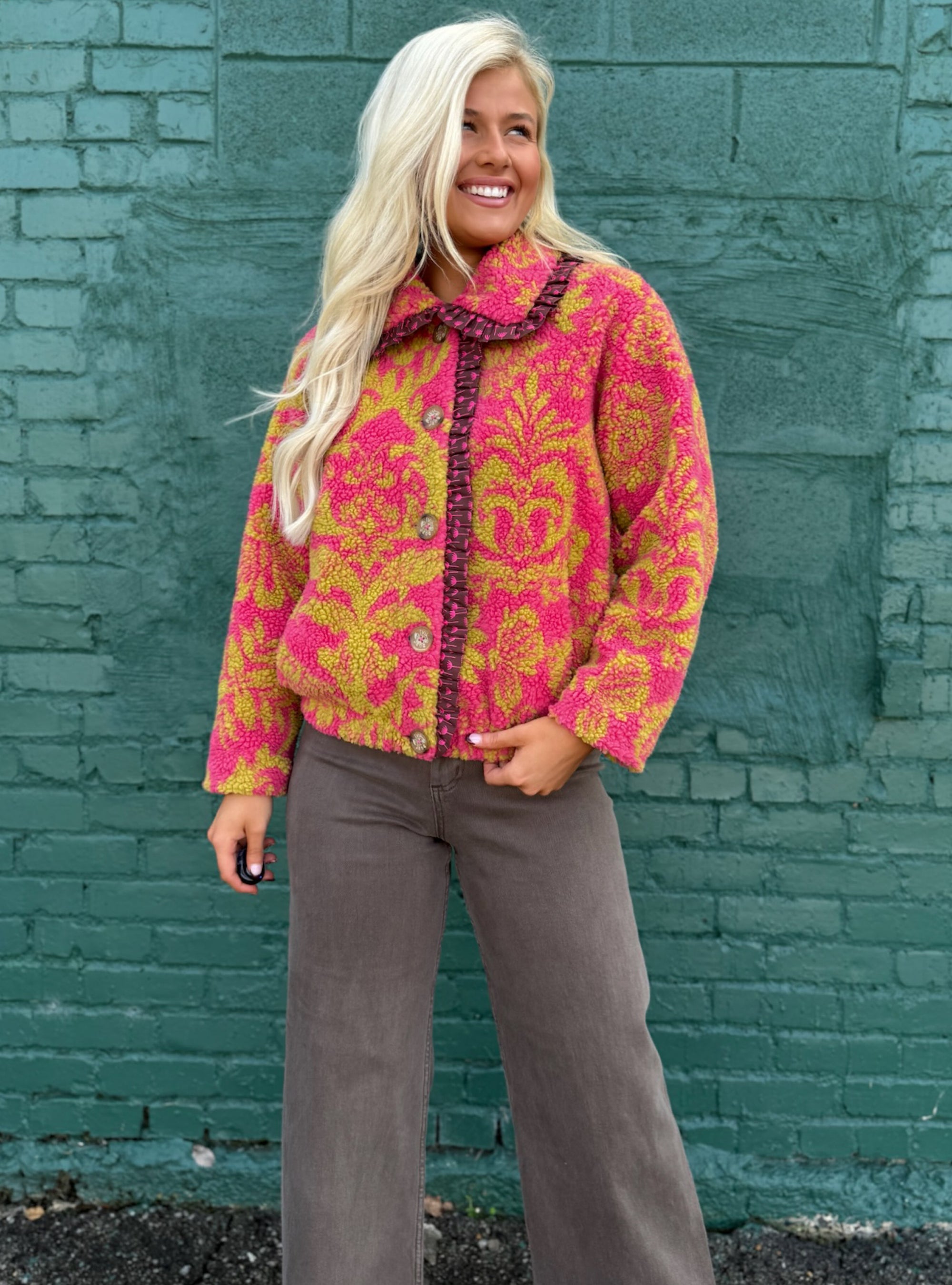 Ivy Jane Scroll Sherpa Printed Jacket