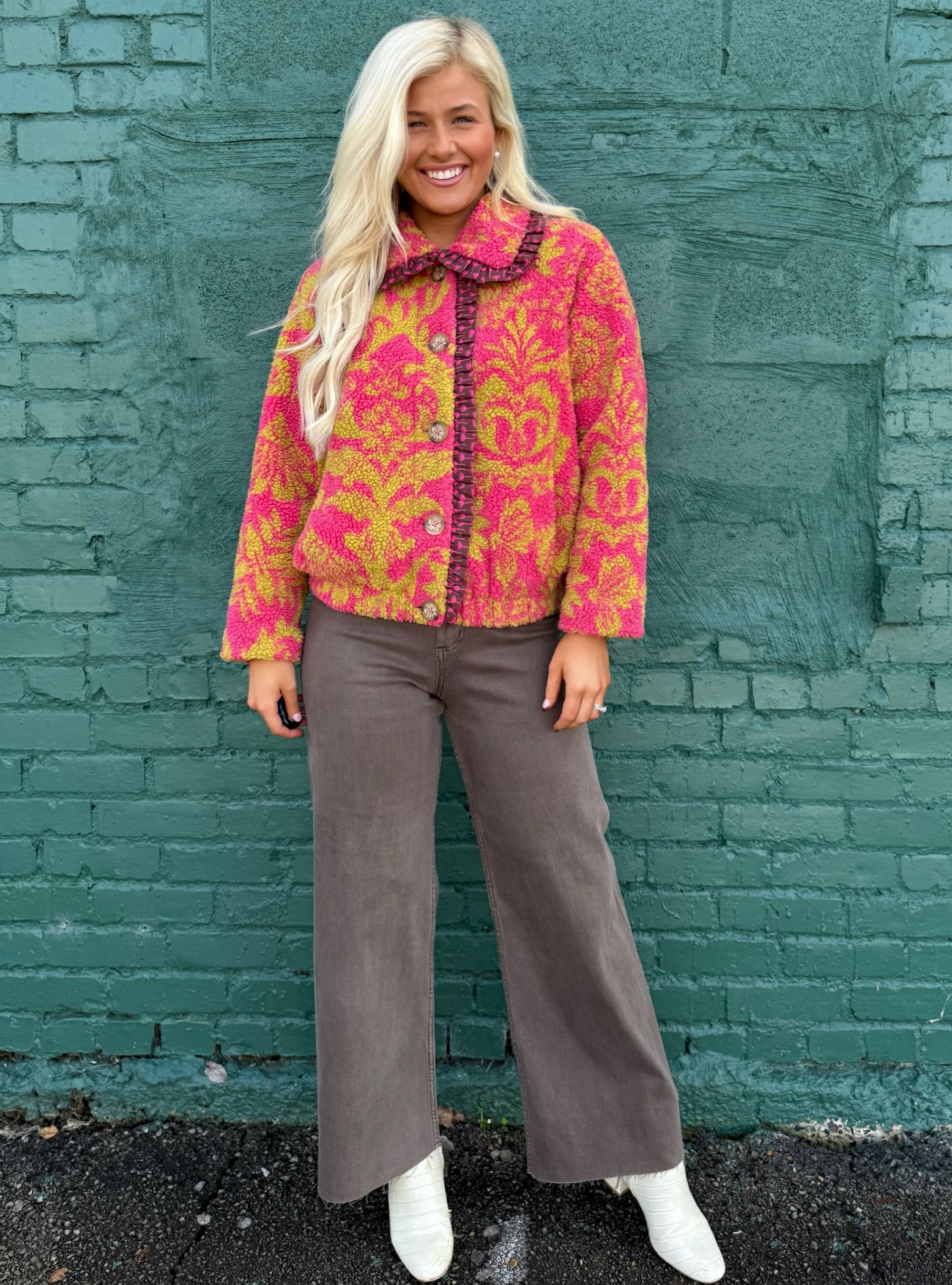 Ivy Jane Scroll Sherpa Printed Jacket