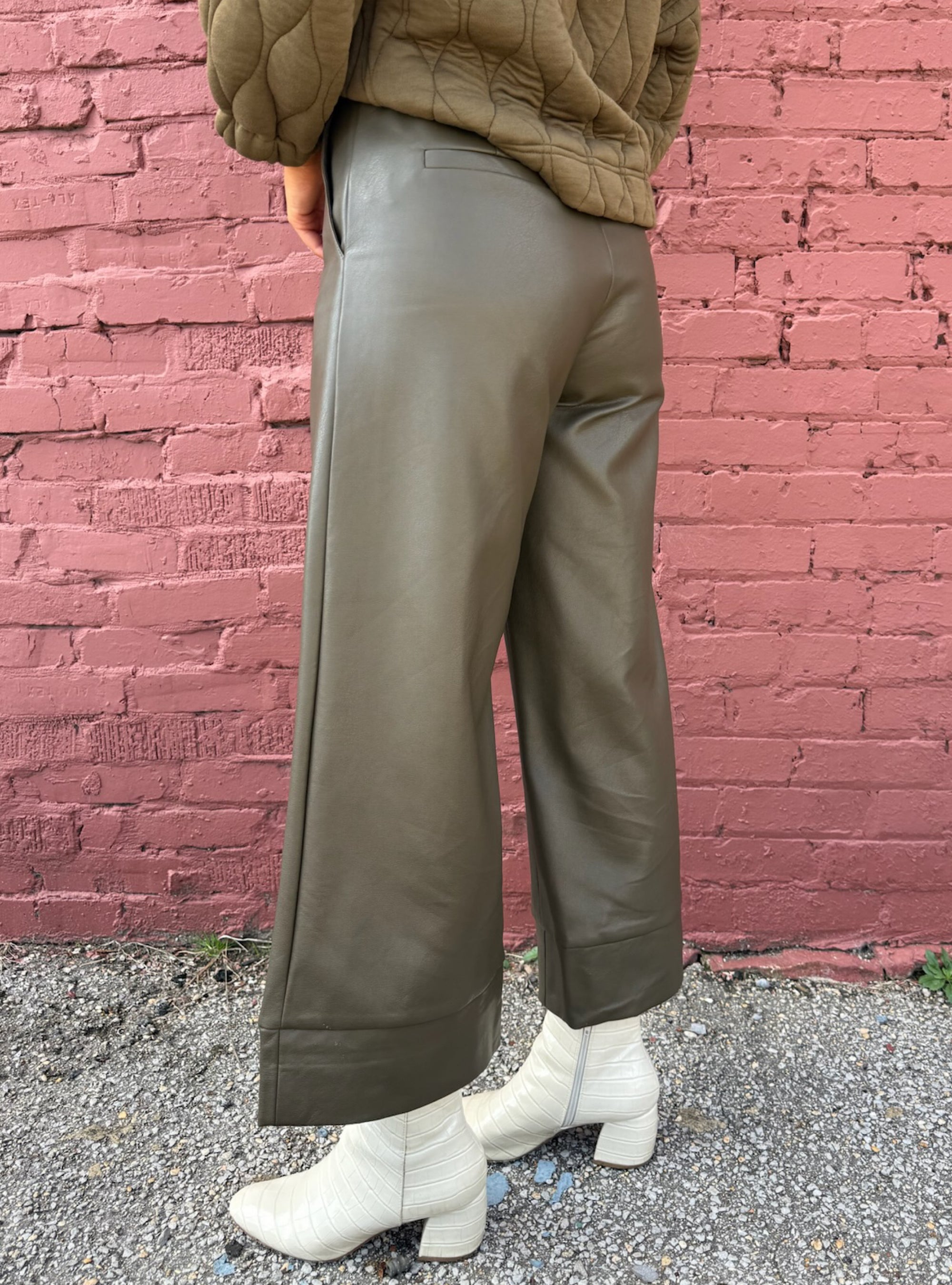 Feeling Smooth Olive Faux Leather Pants