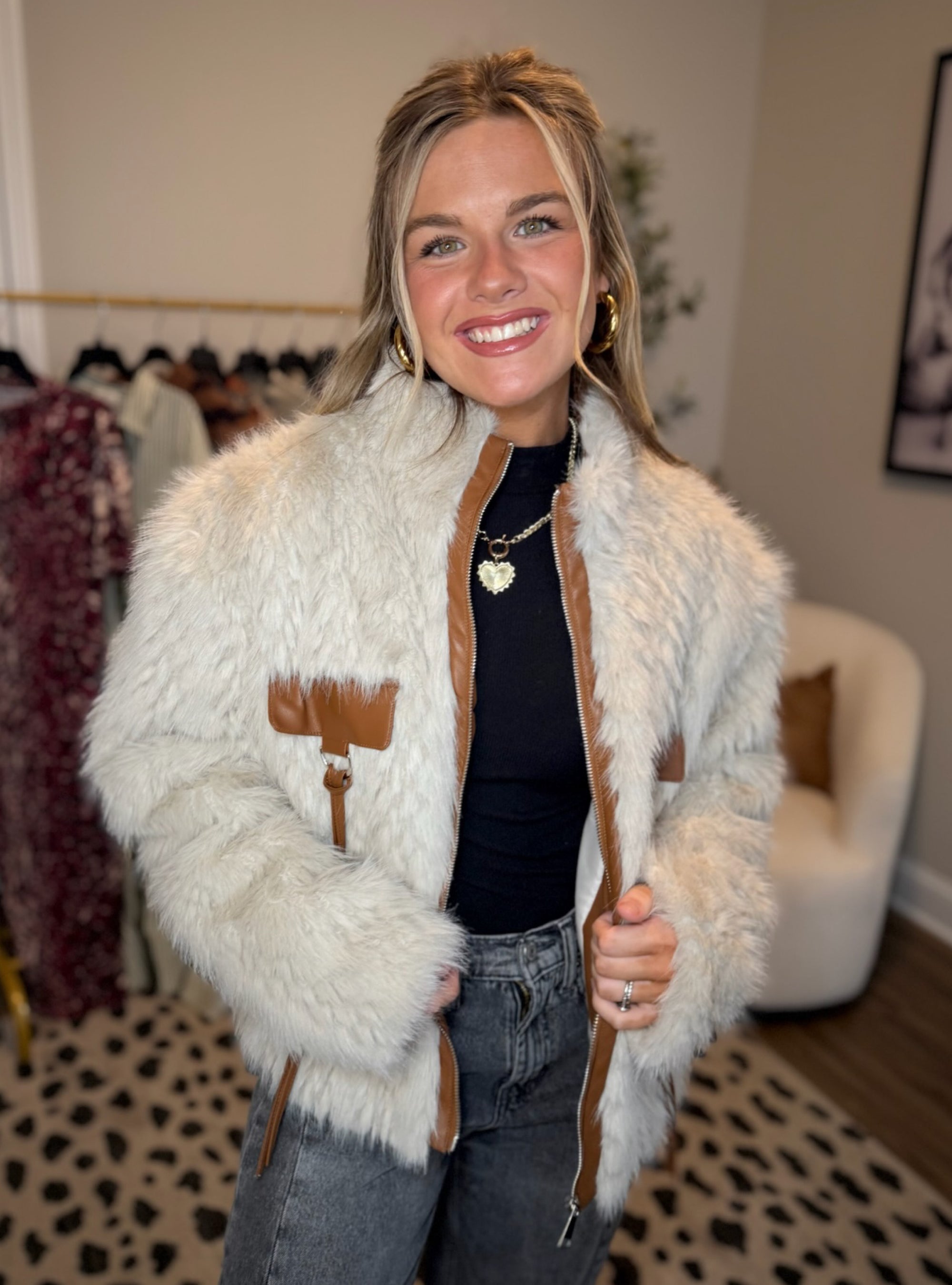 Astrid Cream Faux Fur Jacket