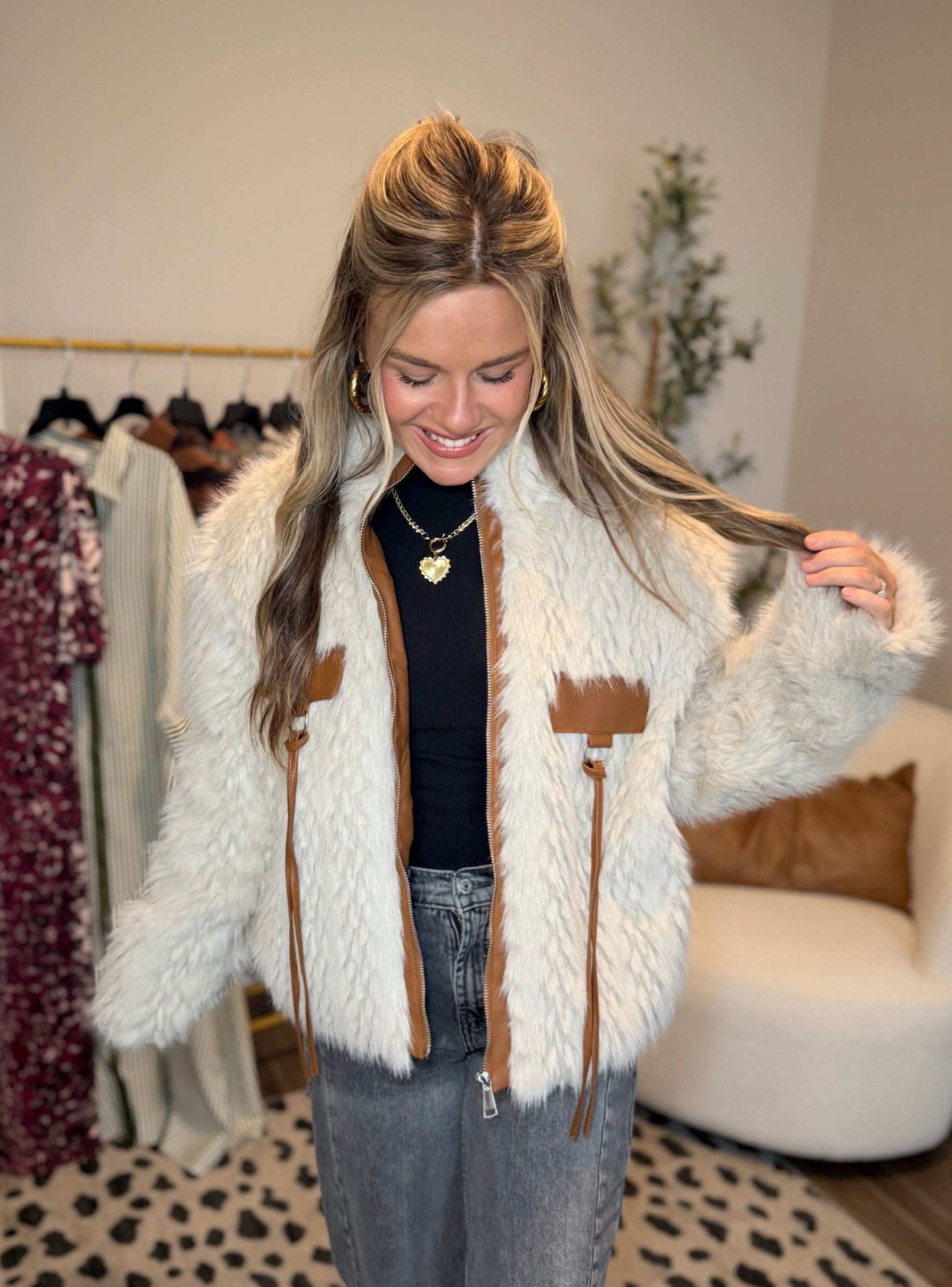 Astrid Cream Faux Fur Jacket