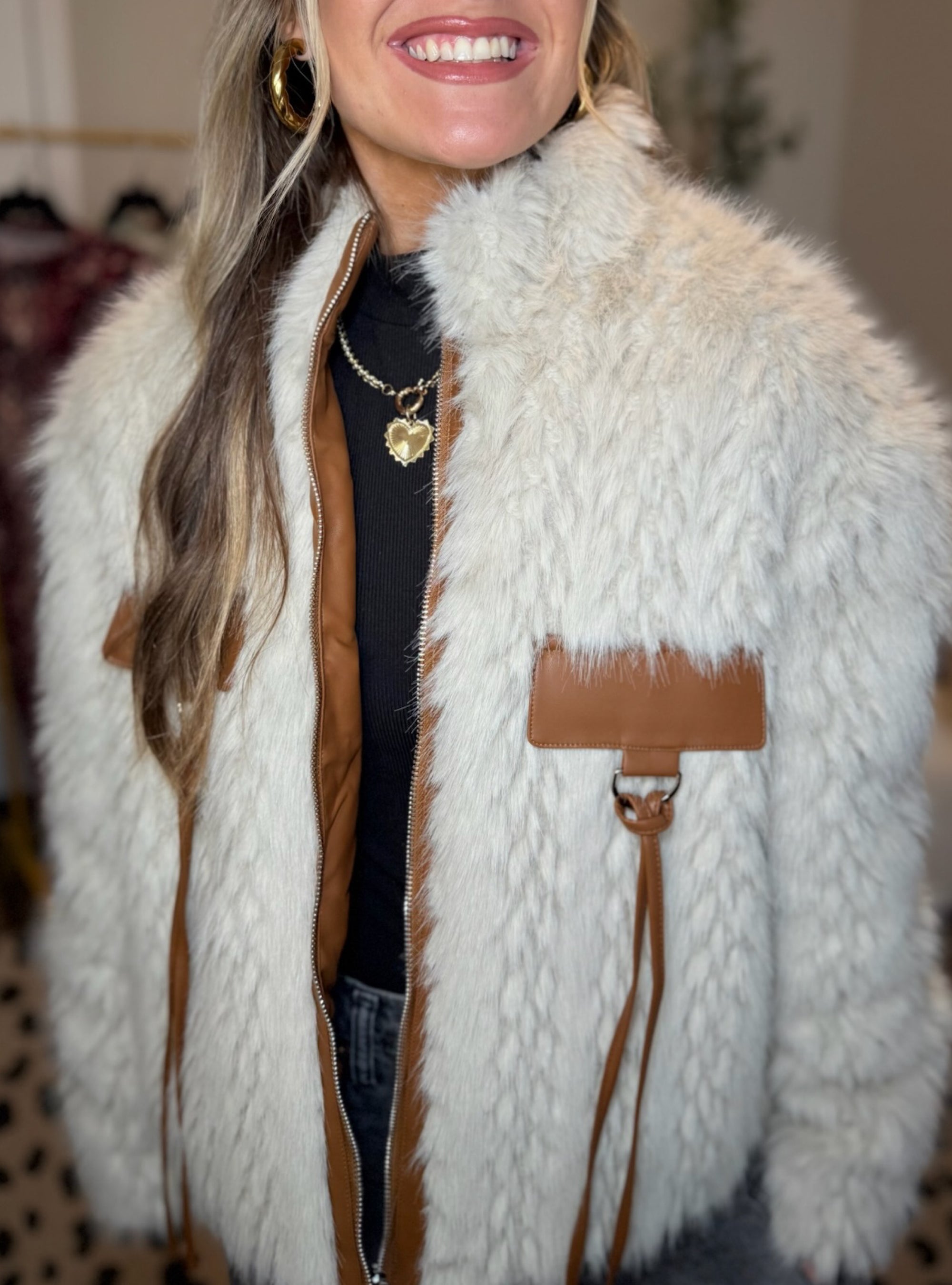 Astrid Cream Faux Fur Jacket