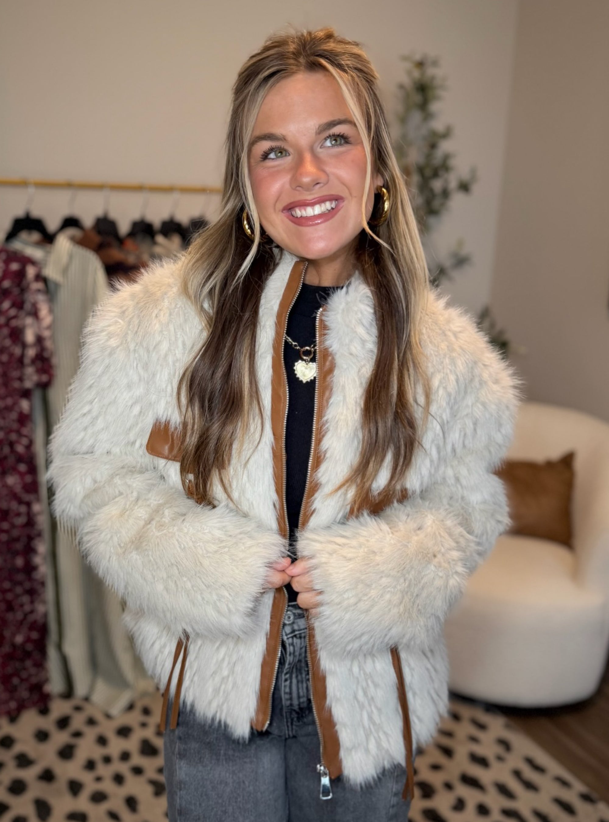 Astrid Cream Faux Fur Jacket