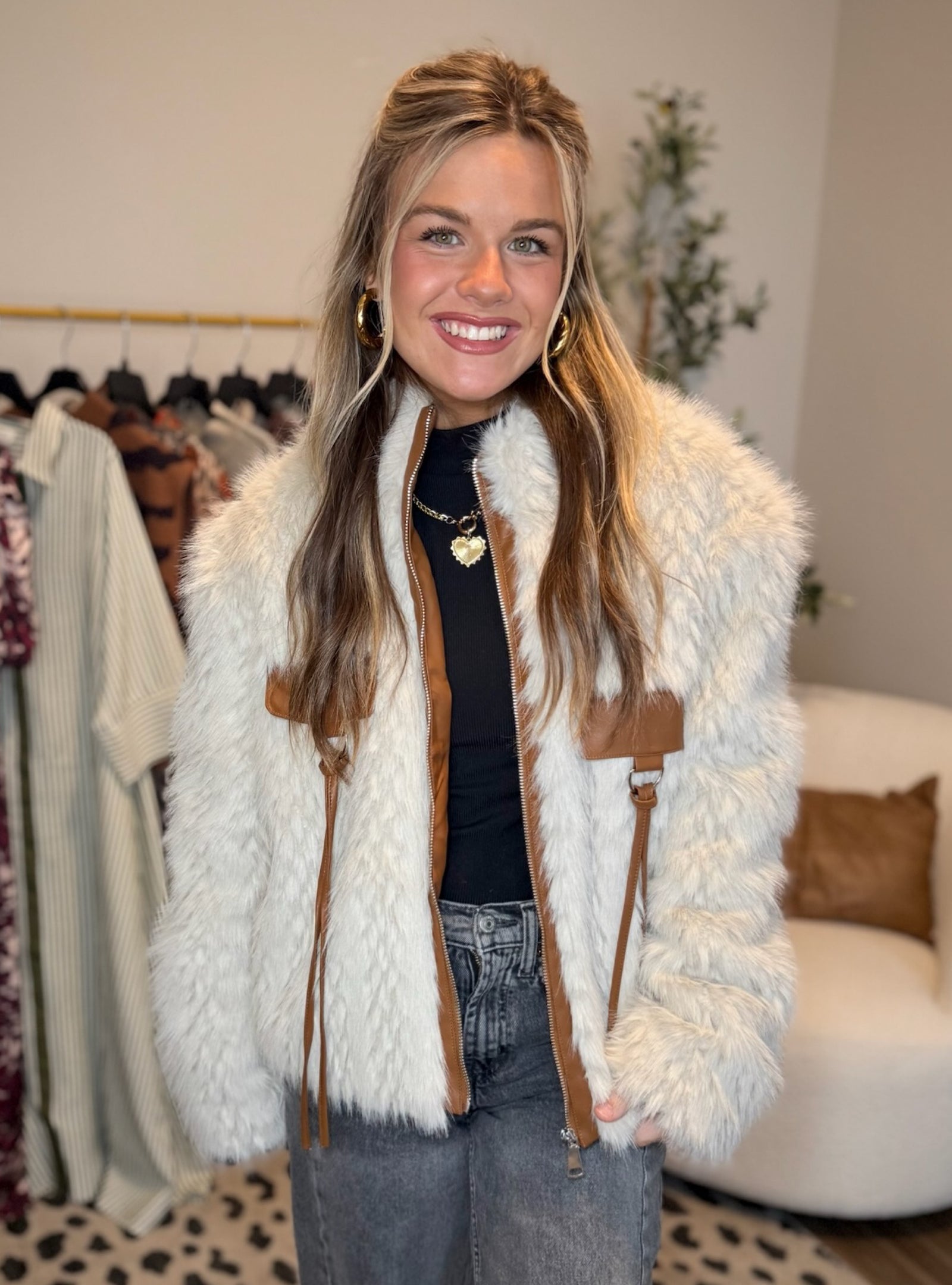 Astrid Cream Faux Fur Jacket
