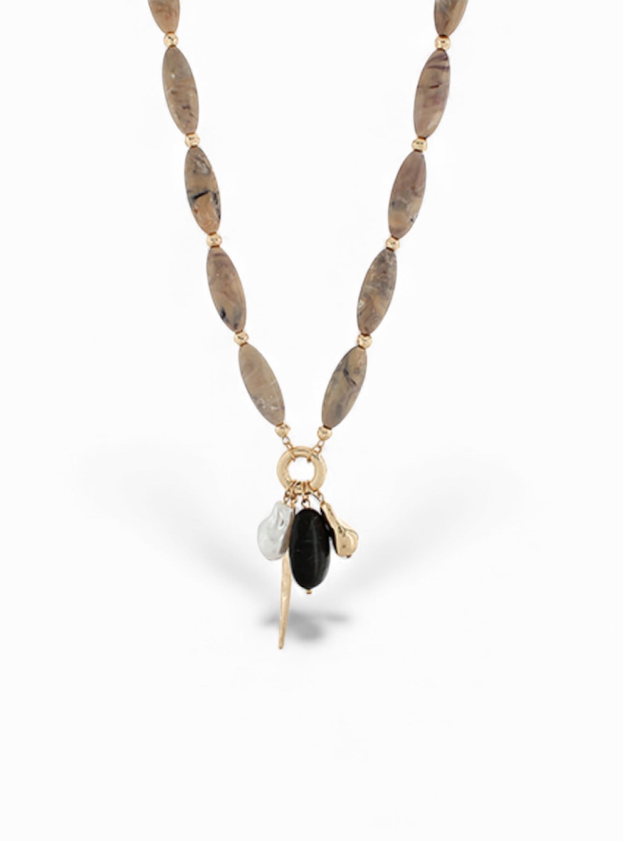 Neutral Texture + Glam Charm Necklace