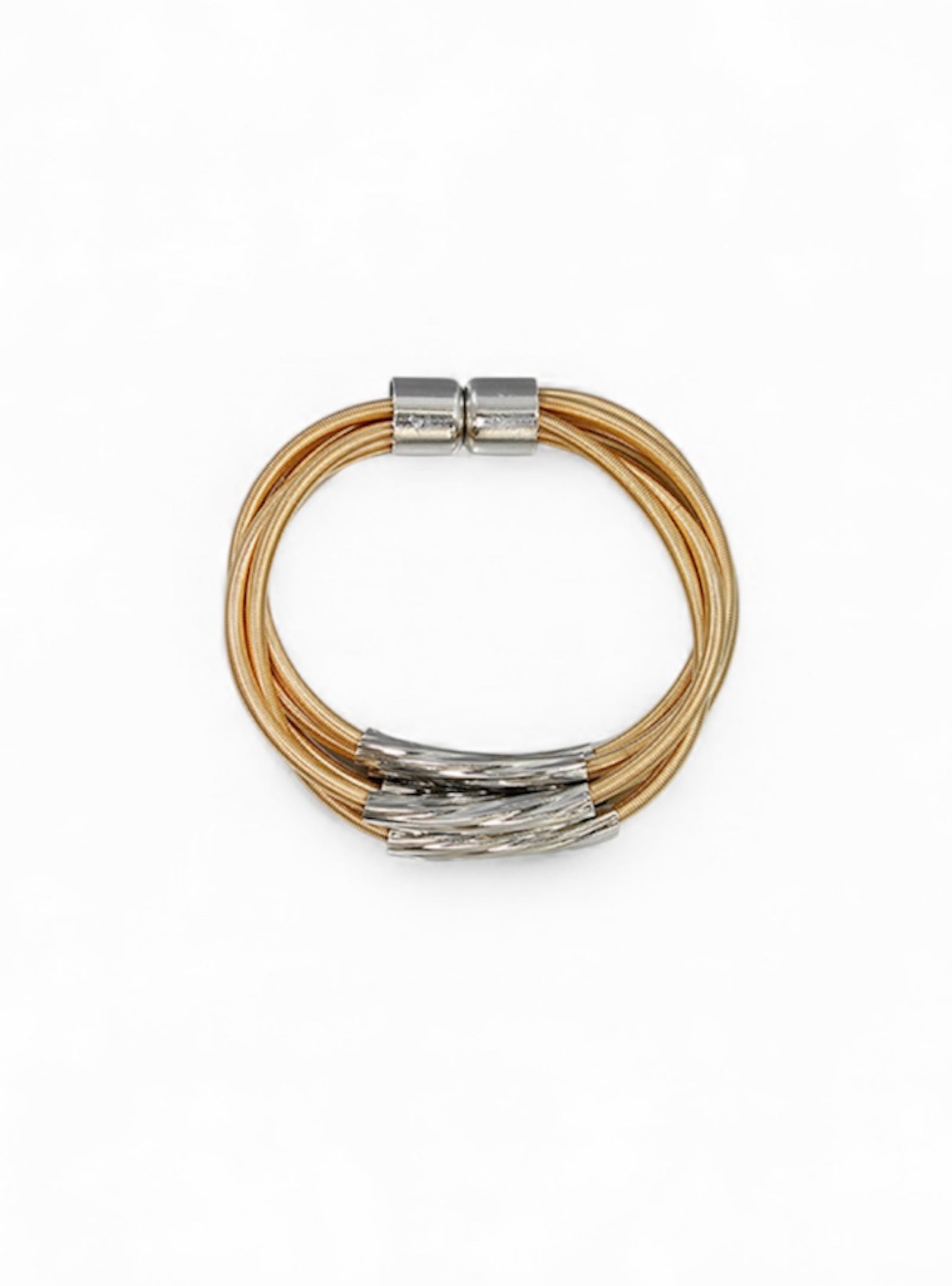 Mixed Metals With Major Impact Magnetic Bracelet Set