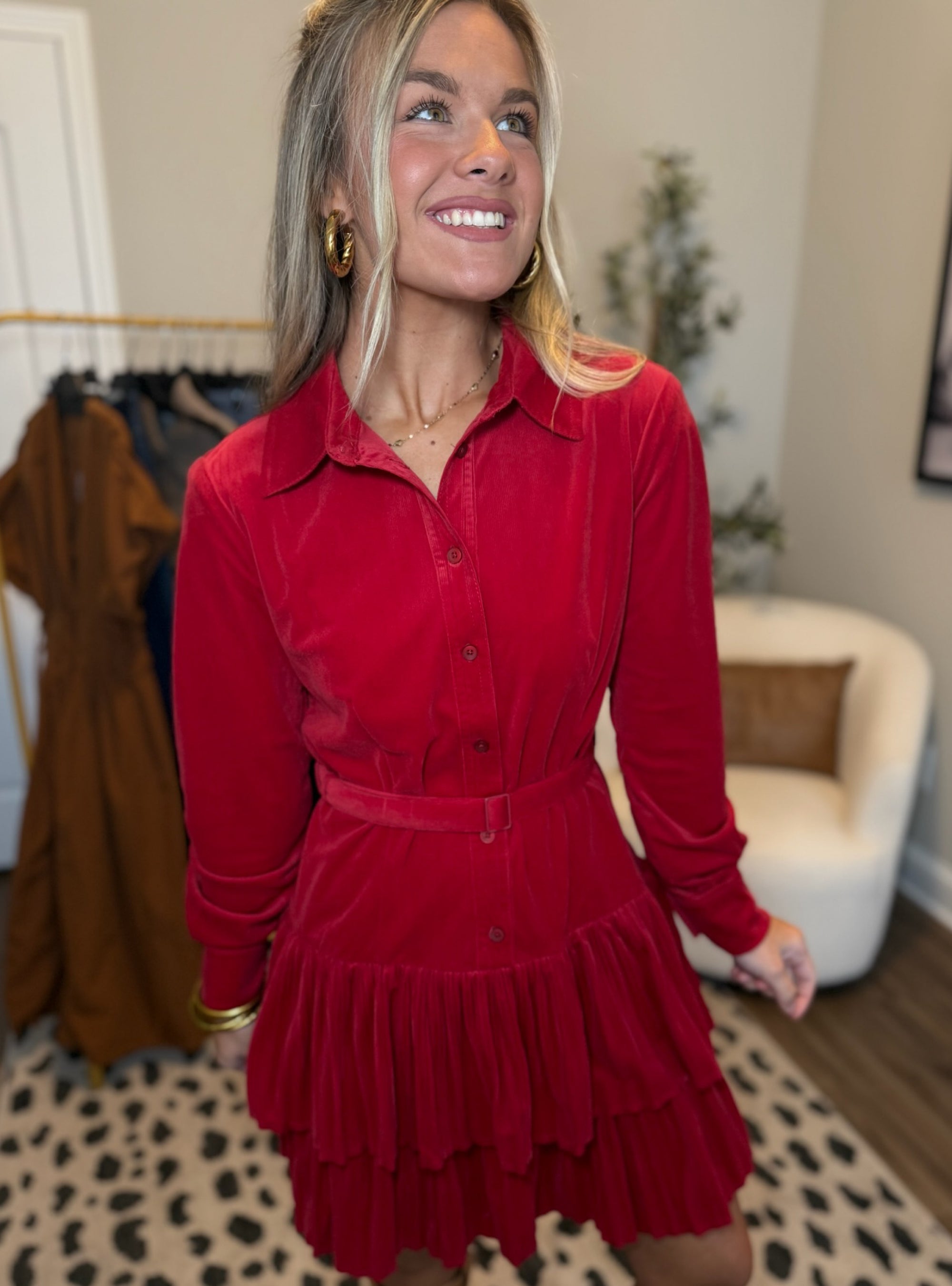 Apple Cider Red Corduroy Dress