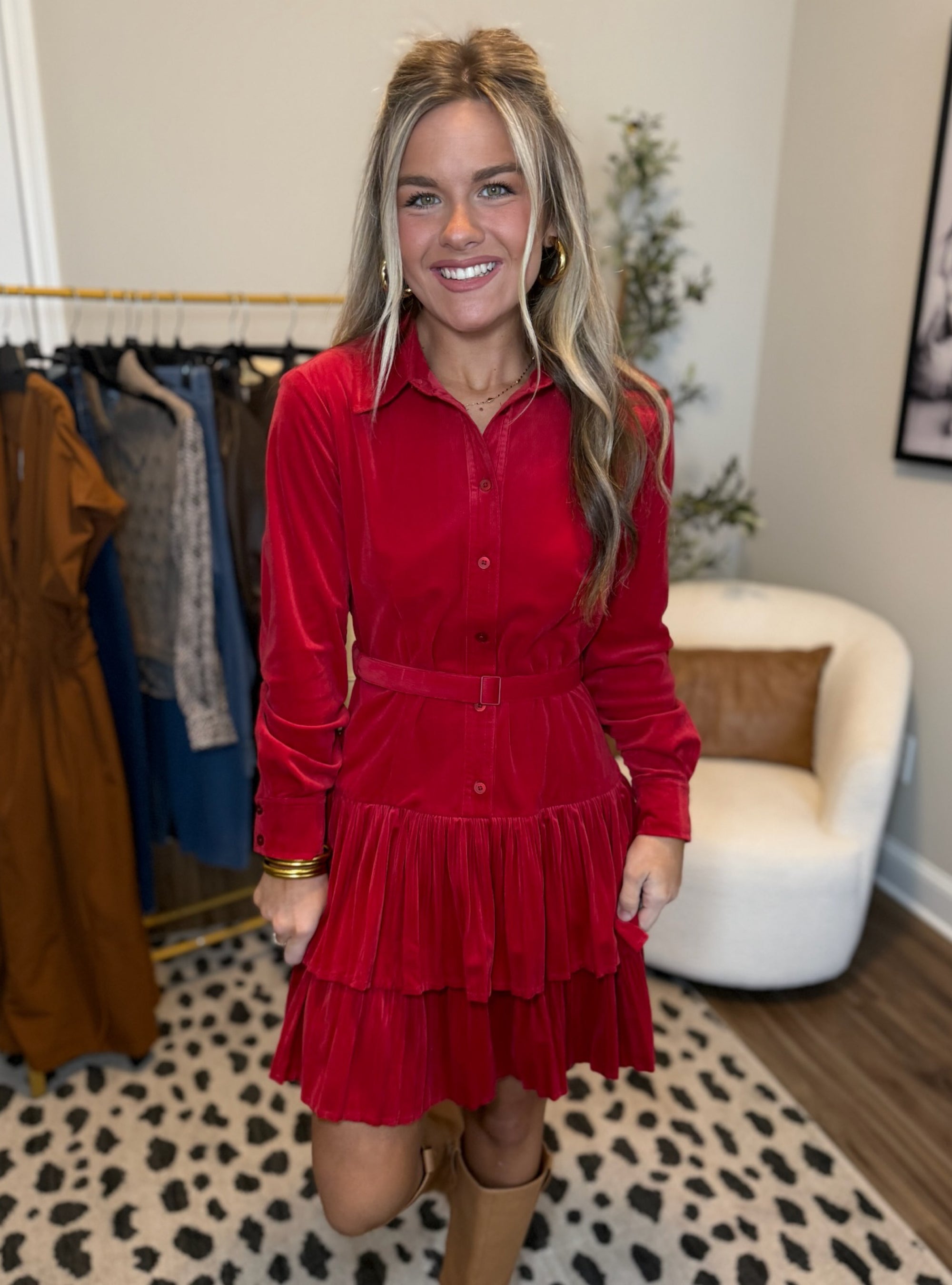 Apple Cider Red Corduroy Dress