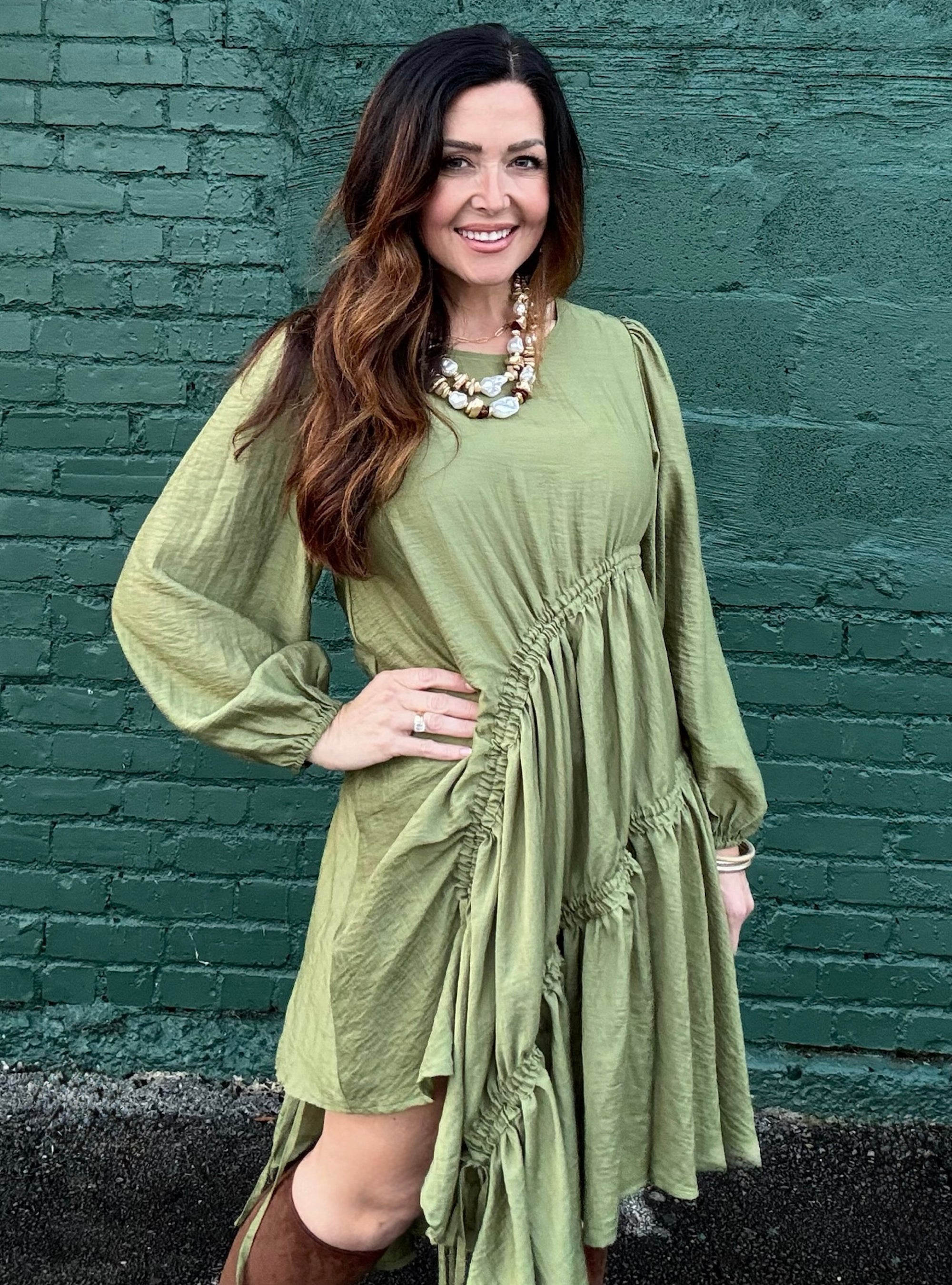 Expertly Gathered Asymmetrical Dress