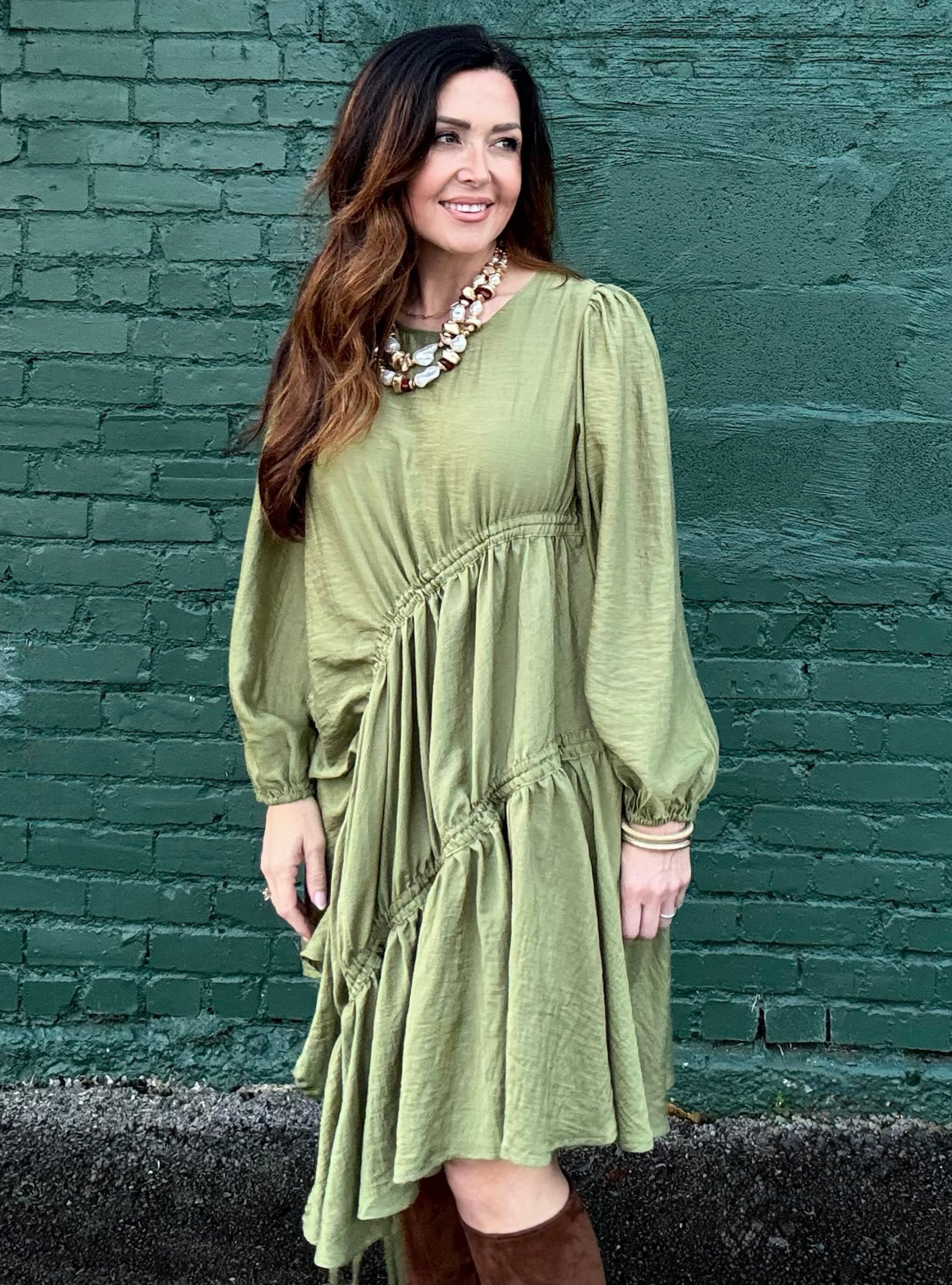Expertly Gathered Asymmetrical Dress