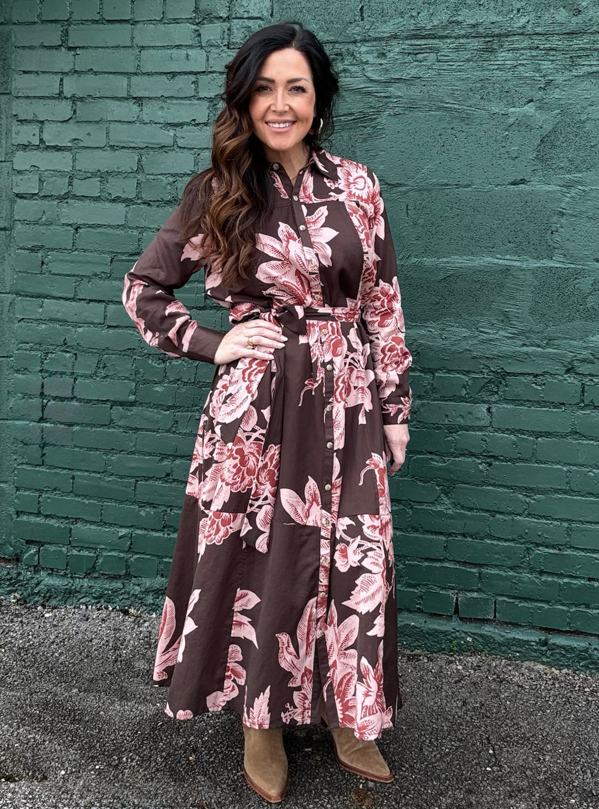 Uncle Frank Brown Floral Maxi Dress