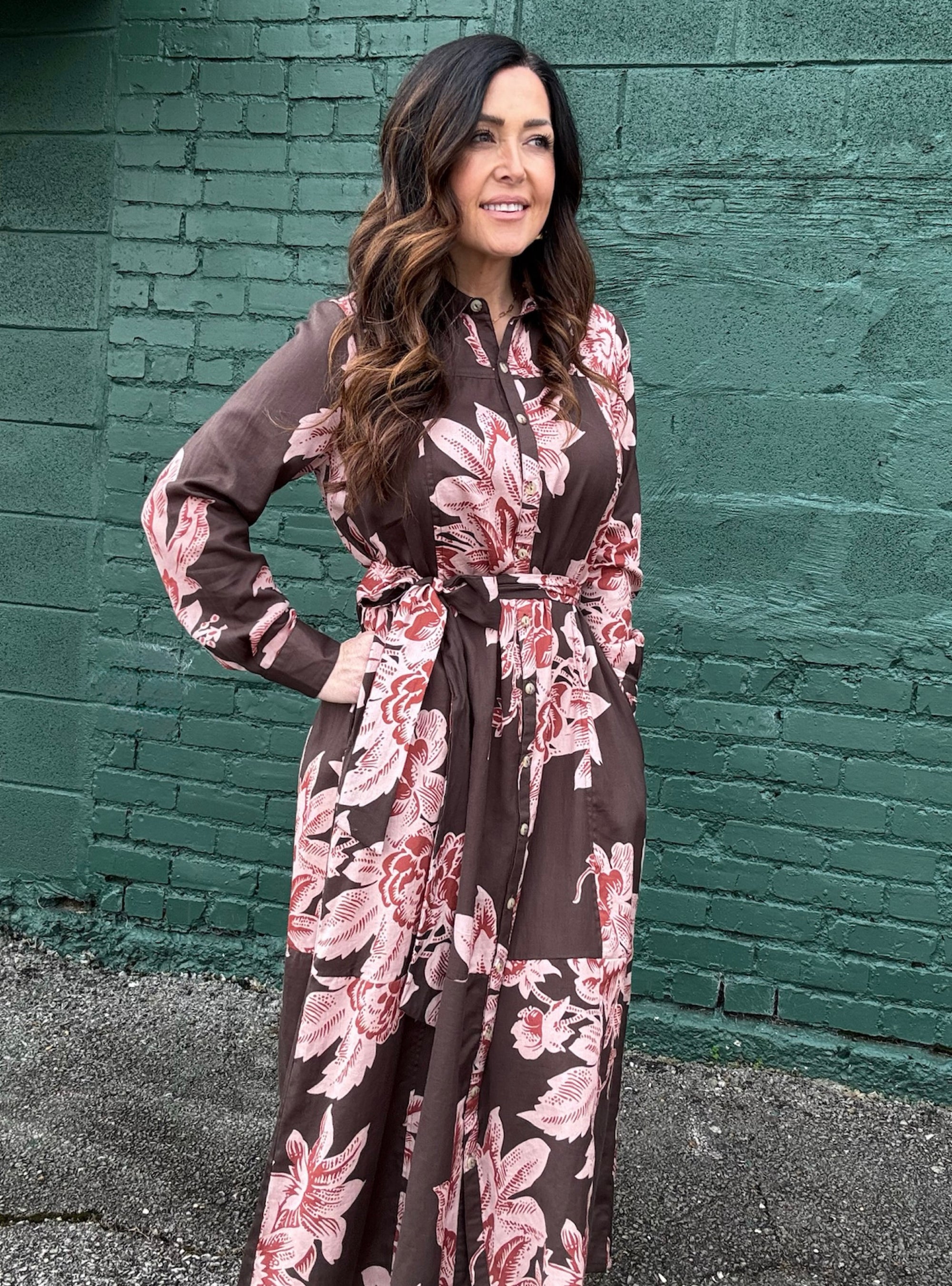 Uncle Frank Brown Floral Maxi Dress