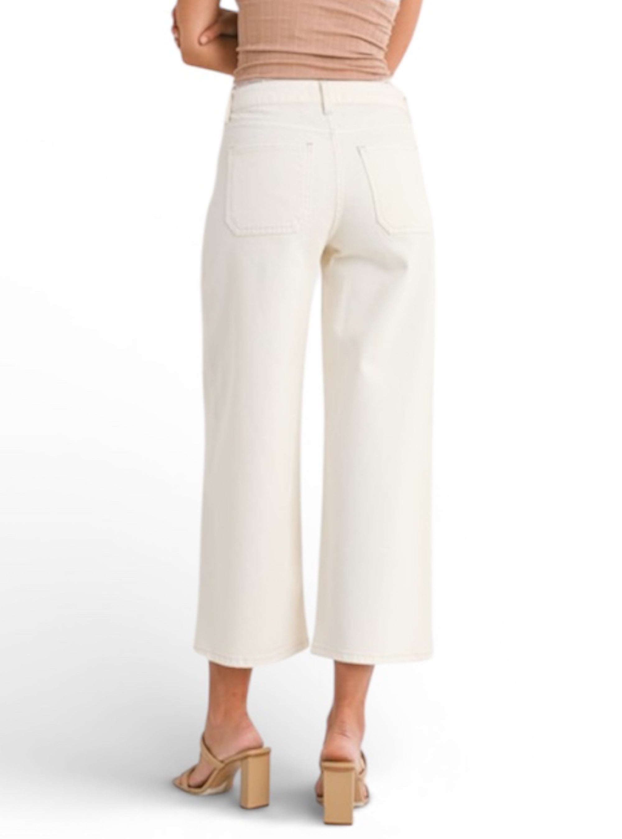 JBD High Rise Off White Crop Wide Leg Jean
