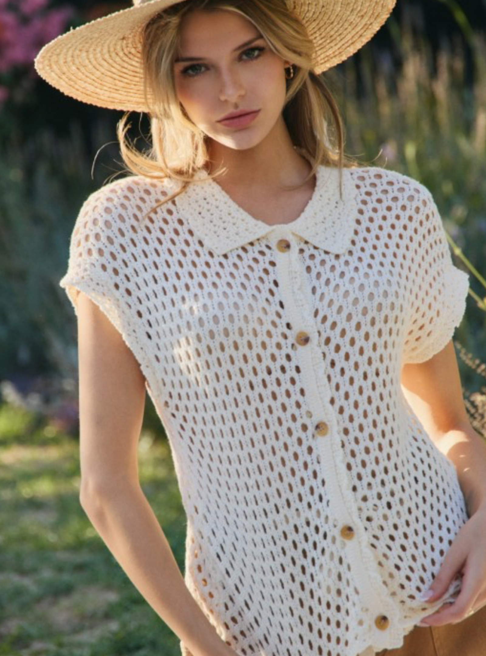 Crochet Days Ivory Cardigan Top