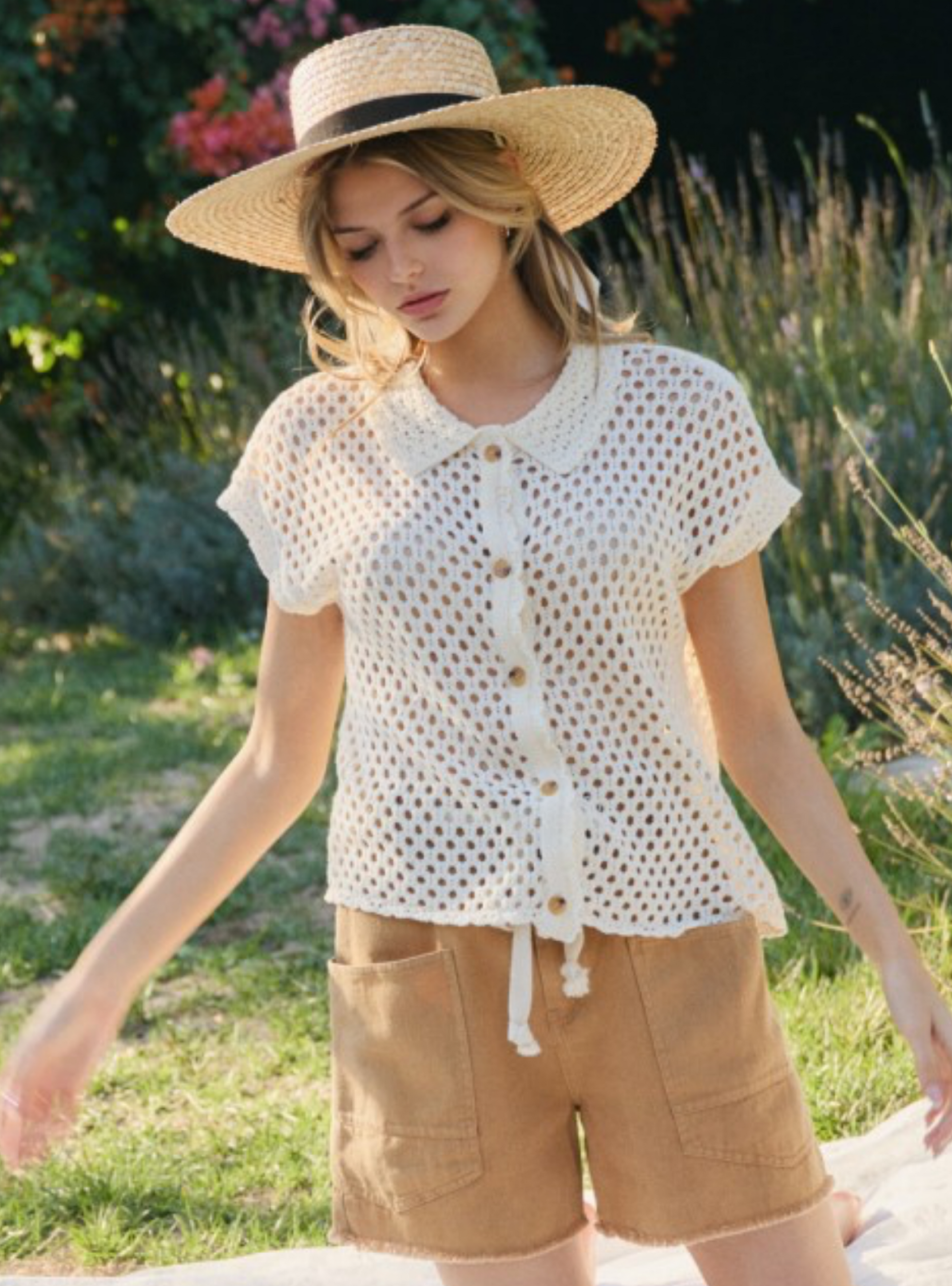 Crochet Days Ivory Cardigan Top