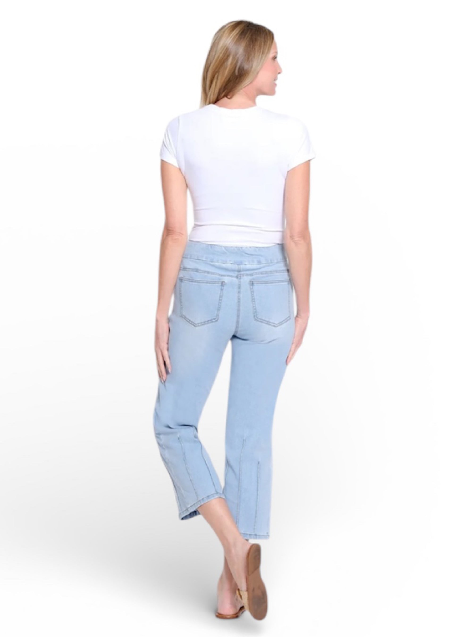 Slimsation Pintuck Light Denim Crop Jeans