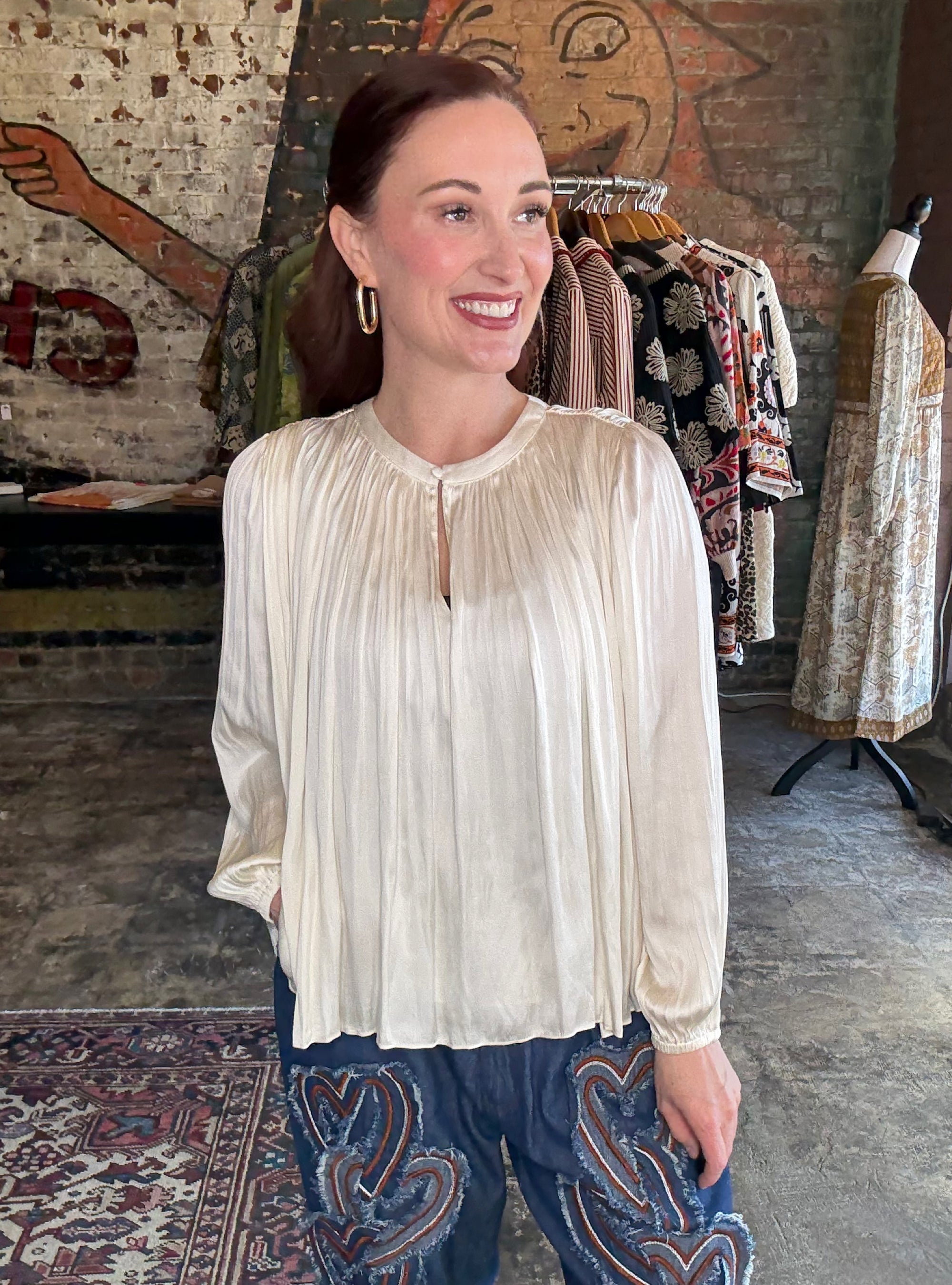 Feeling Pleat-ty Fabulous Ecru Top