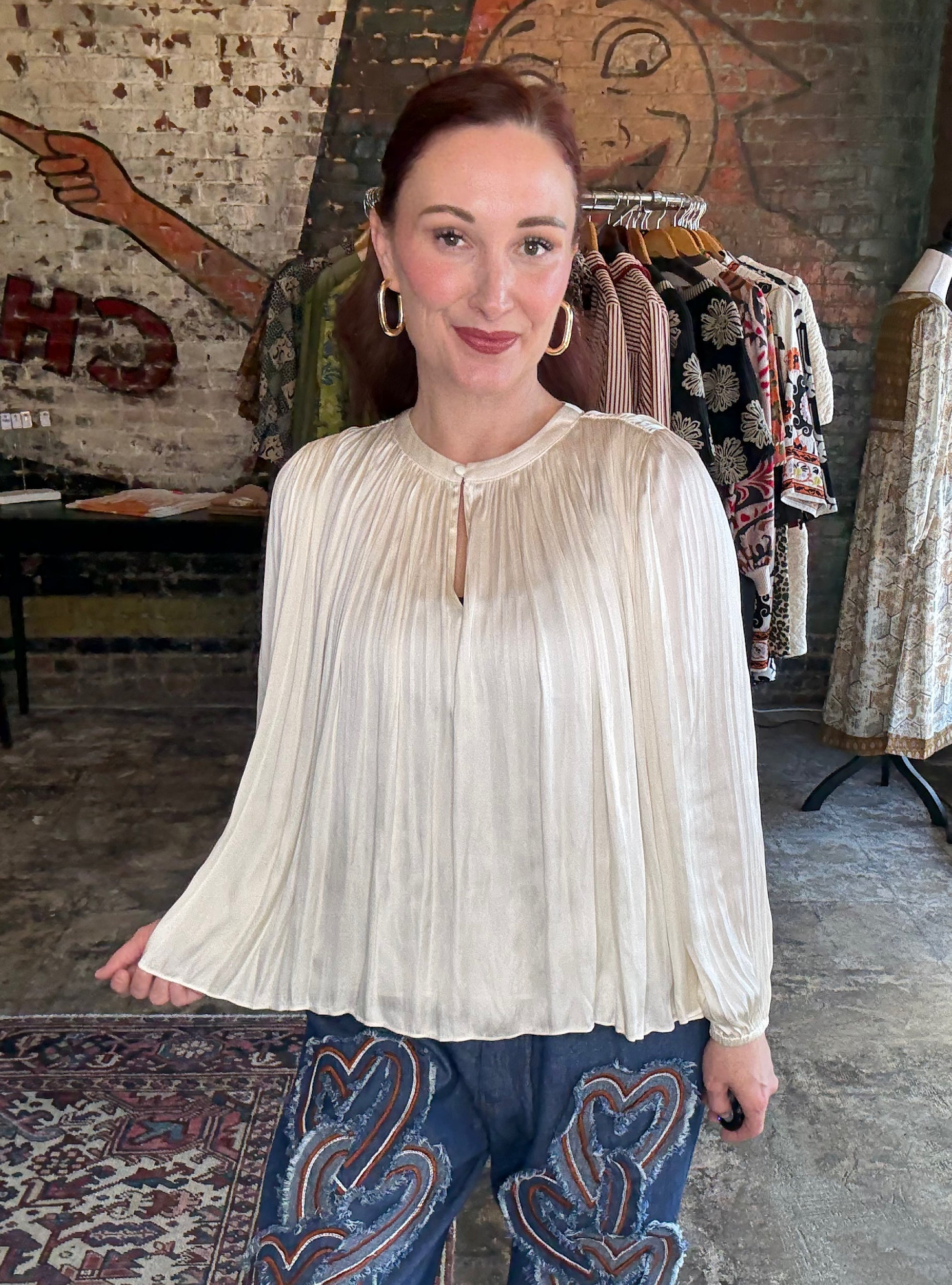 Feeling Pleat-ty Fabulous Ecru Top