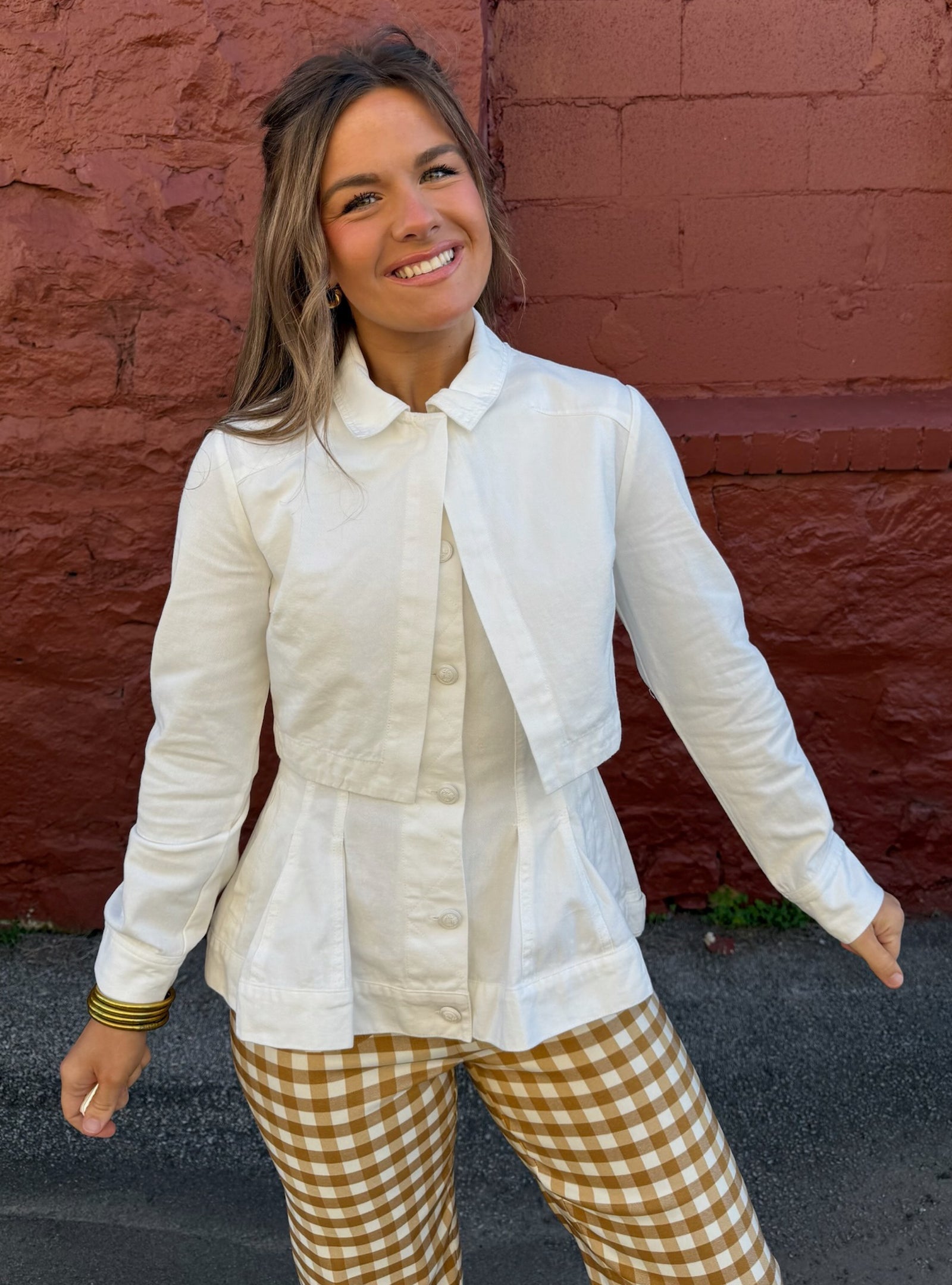 Creamy Layers Two-fer Peplum Jacket Cape